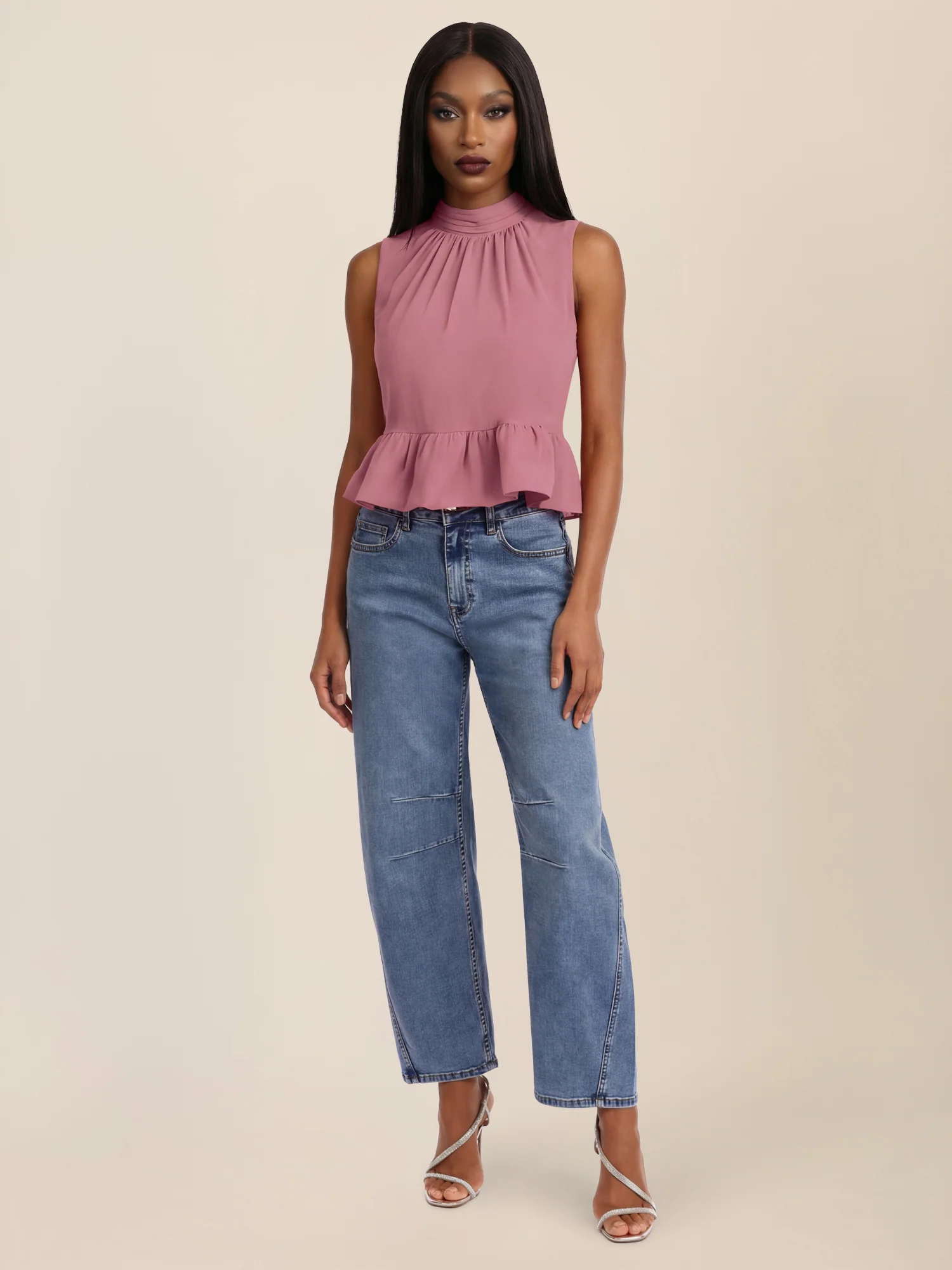 APART Ärmellose Bluse mit Rüschen-Saum | rosé - Image 9