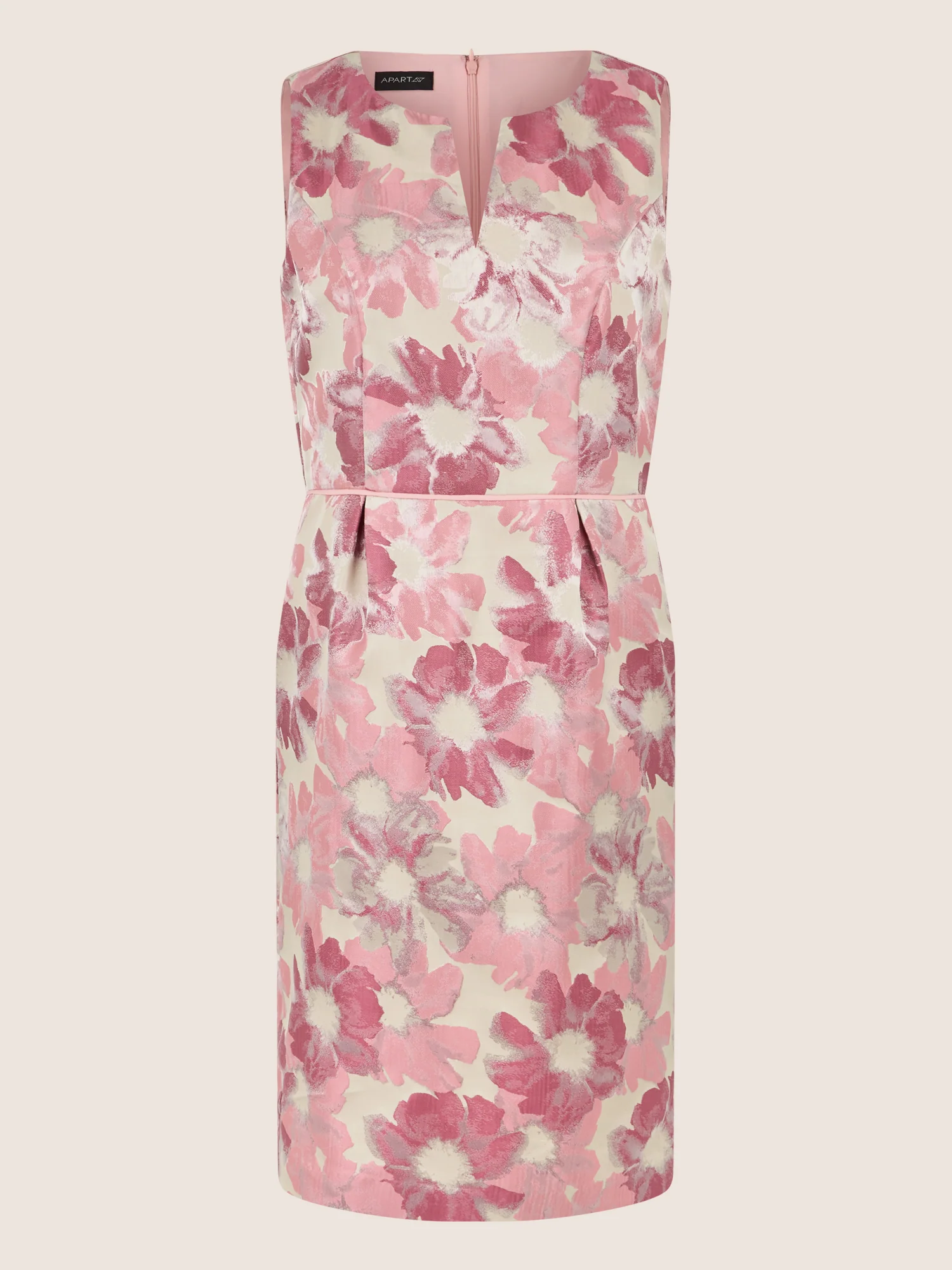 APART Ärmelloses Etuikleid mit floralem Jacquard | creme-rose - Image 3