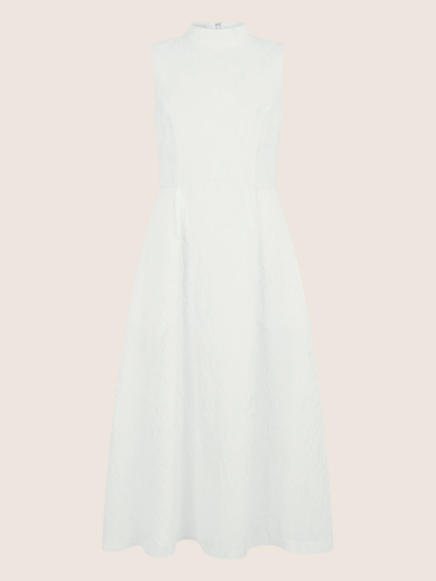 APART Ärmelloses Kleid mit Strukturmuster | creme - Image 3
