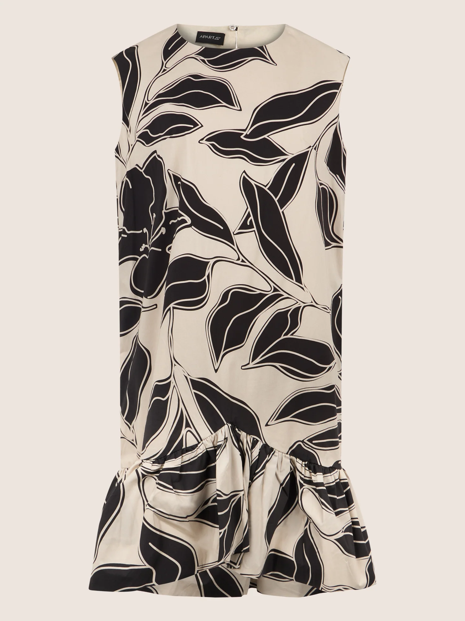 APART Ärmelloses Volantkleid mit Print | beige-schwarz - Image 3