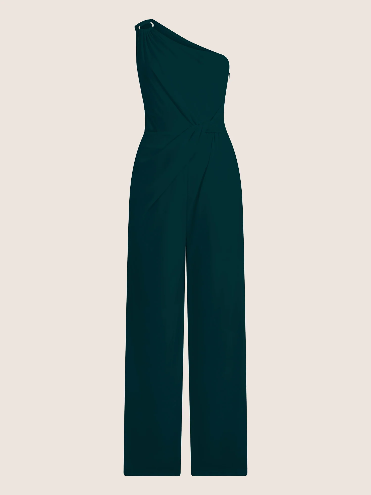 APART Asymmetrischer Abendoverall mit Drapierung | emerald - Image 3