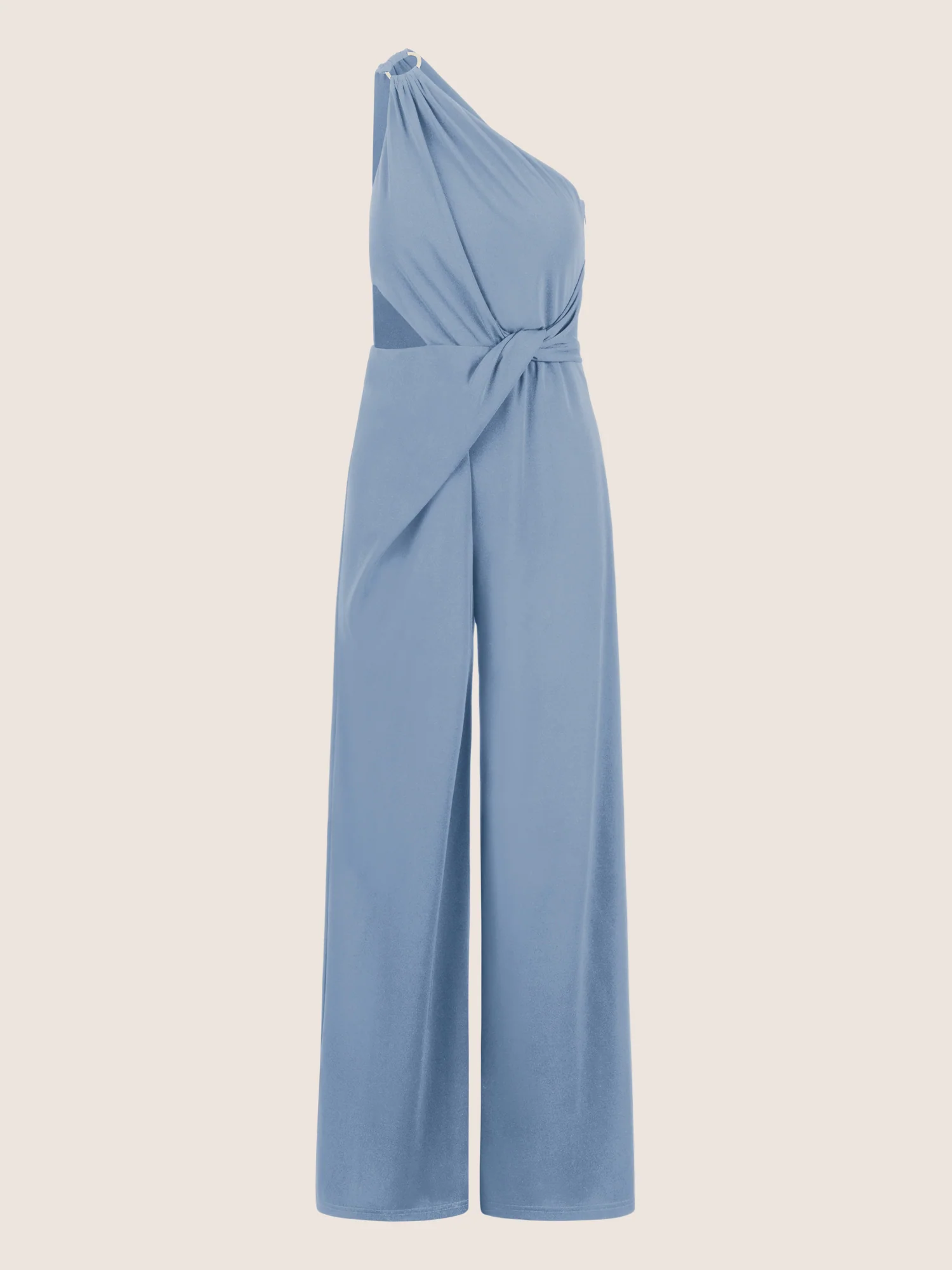 APART Asymmetrischer Abendoverall mit Drapierung | rauchblau - Image 3