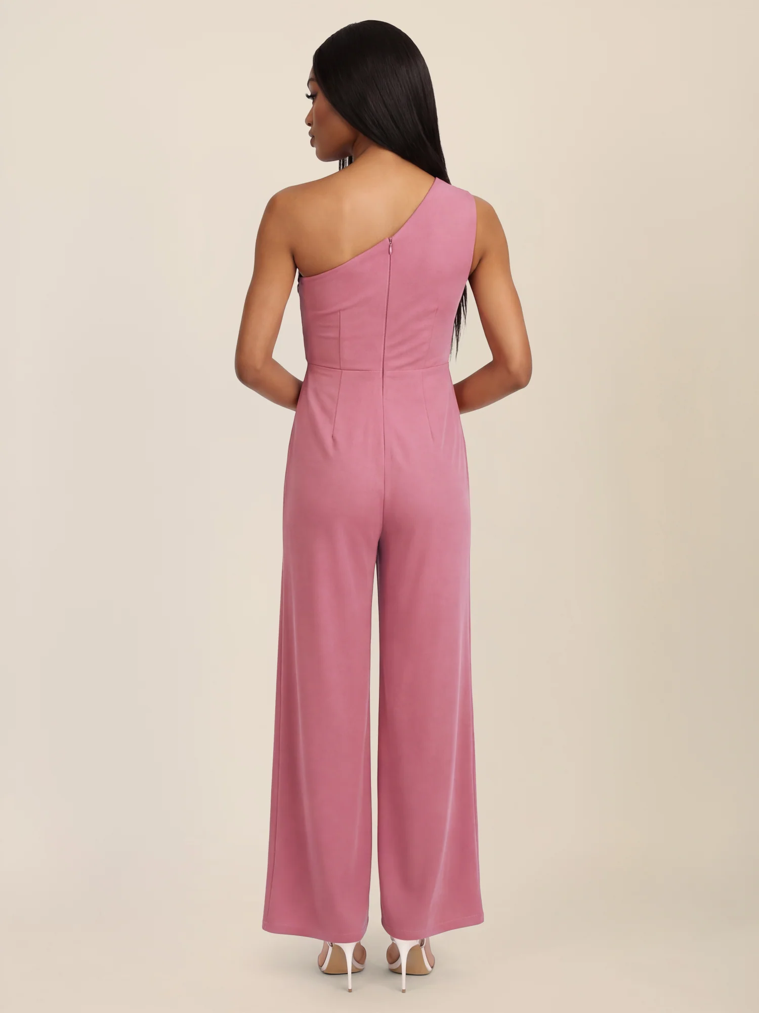 APART Asymmetrischer Abendoverall mit Drapierung | rosé - Image 2