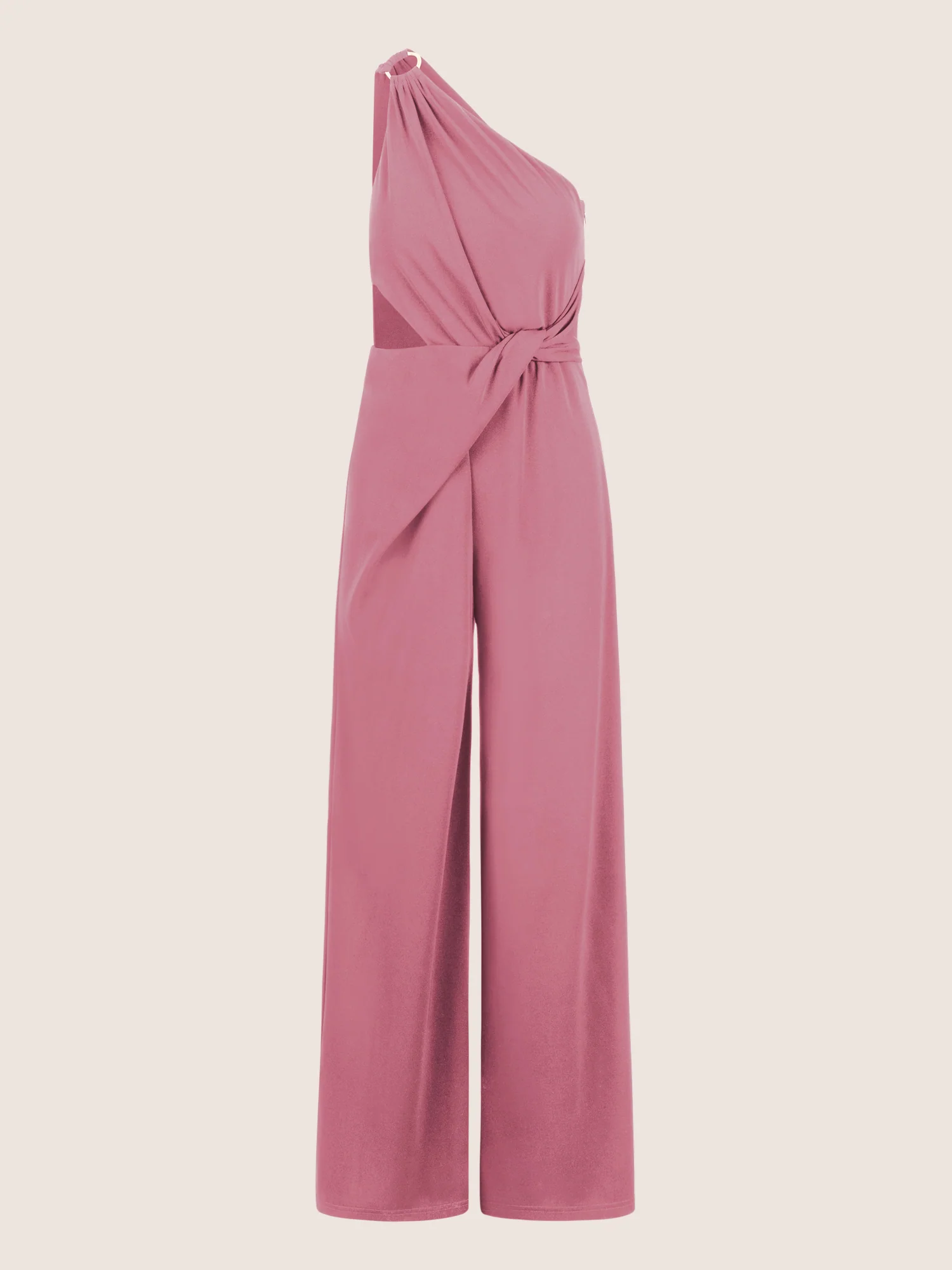APART Asymmetrischer Abendoverall mit Drapierung | rosé - Image 3