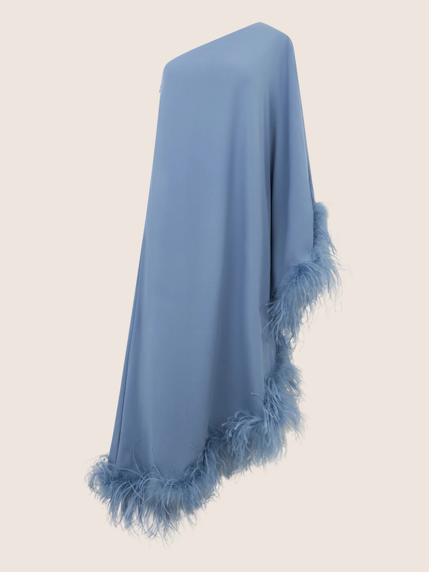APART Asymmetrisches Abendkleid mit Federn | rauchblau - Image 3