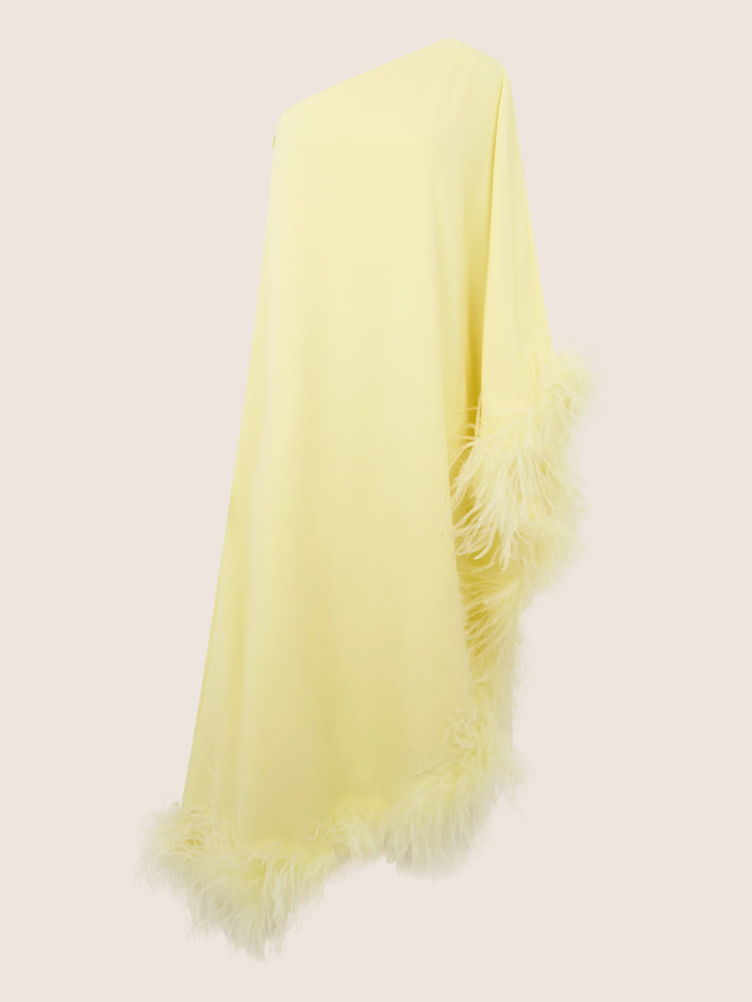 APART Asymmetrisches Abendkleid mit Federn | vanille - Image 3