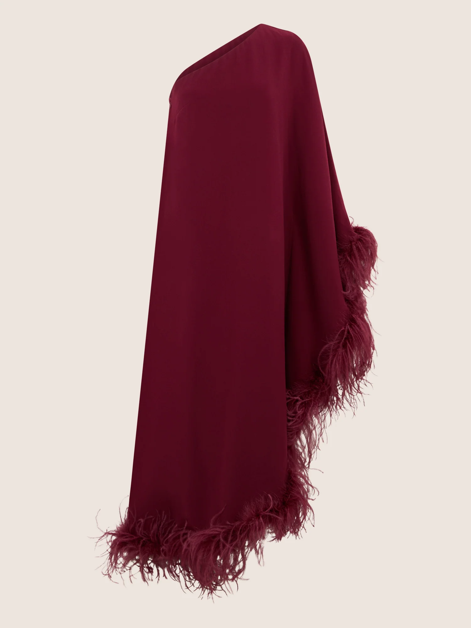 APART Asymmetrisches Abendkleid mit Federn | weinrot - Image 3