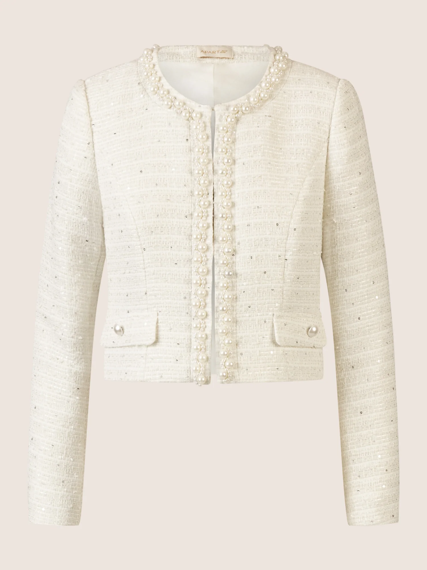 APART Bloucléblazer mit kleinen, eingewebten, silberfarbenen Pailletten | creme - Image 4