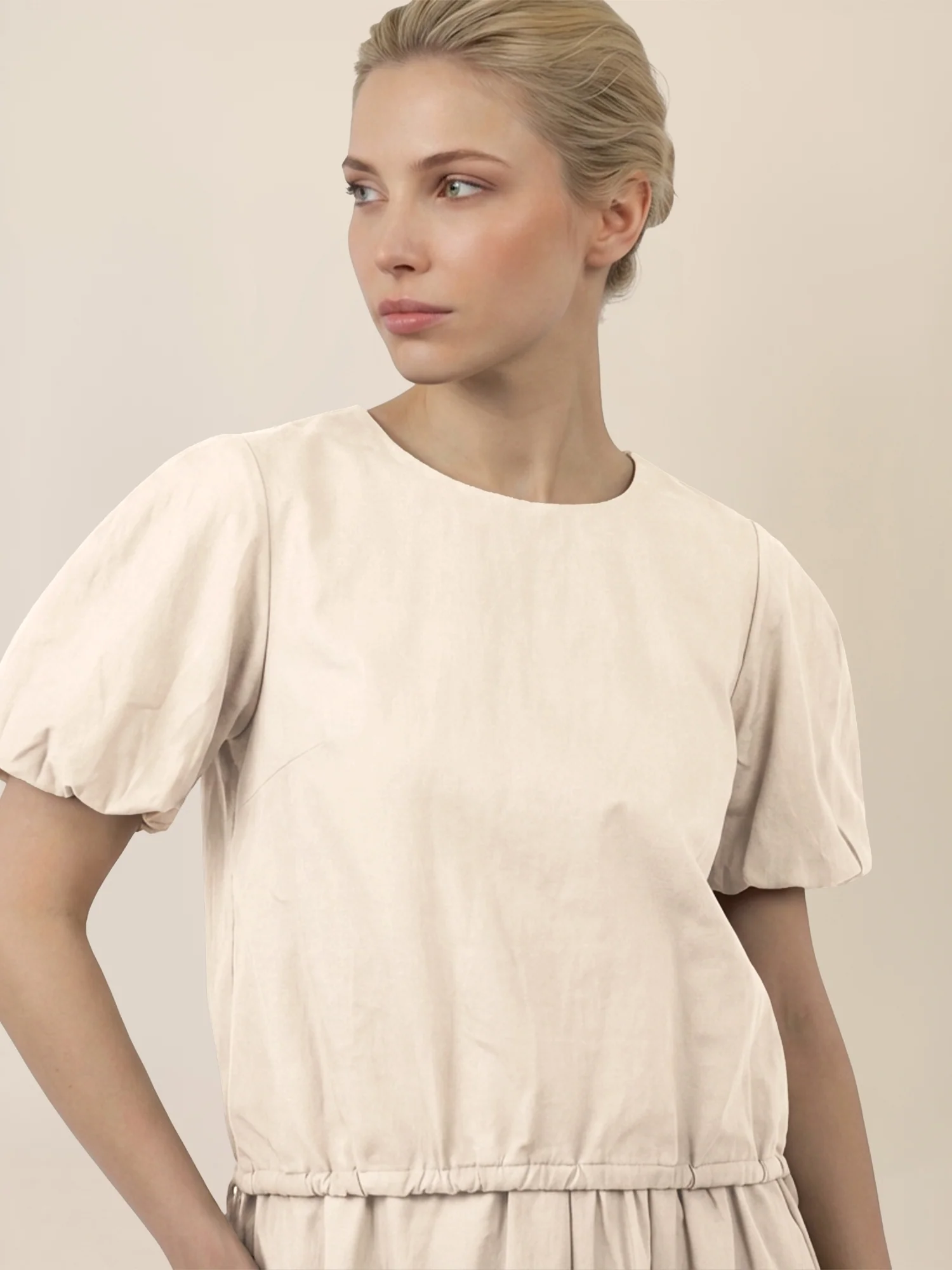 APART Bluse mit Bindebändern und Flügelärmeln | beige - Image 5