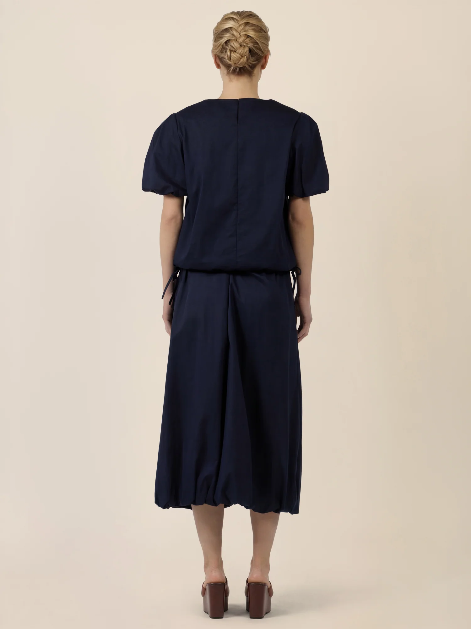 APART Bluse mit Bindebändern und Flügelärmeln | nachtblau - Image 3
