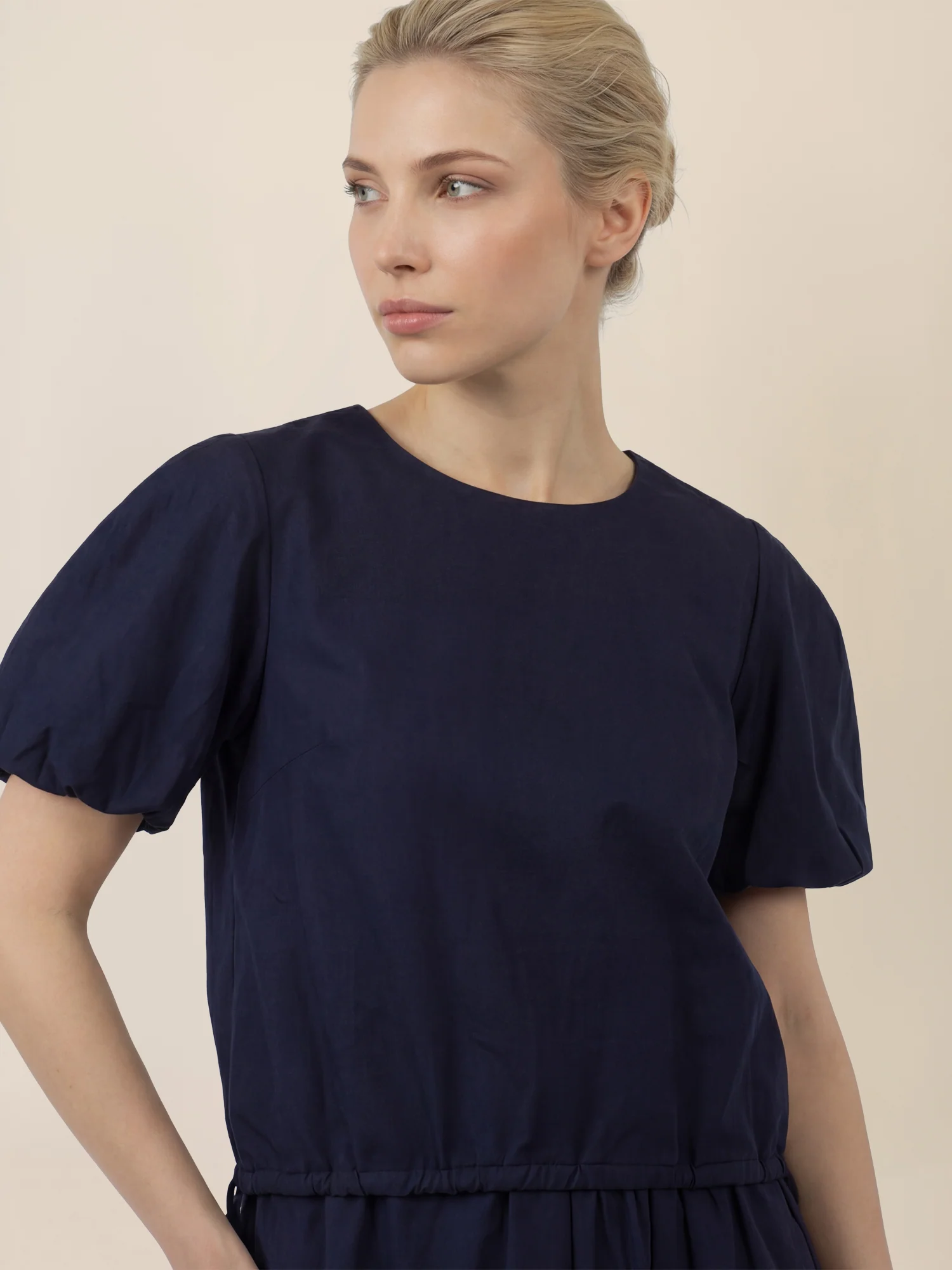 APART Bluse mit Bindebändern und Flügelärmeln | nachtblau - Image 5