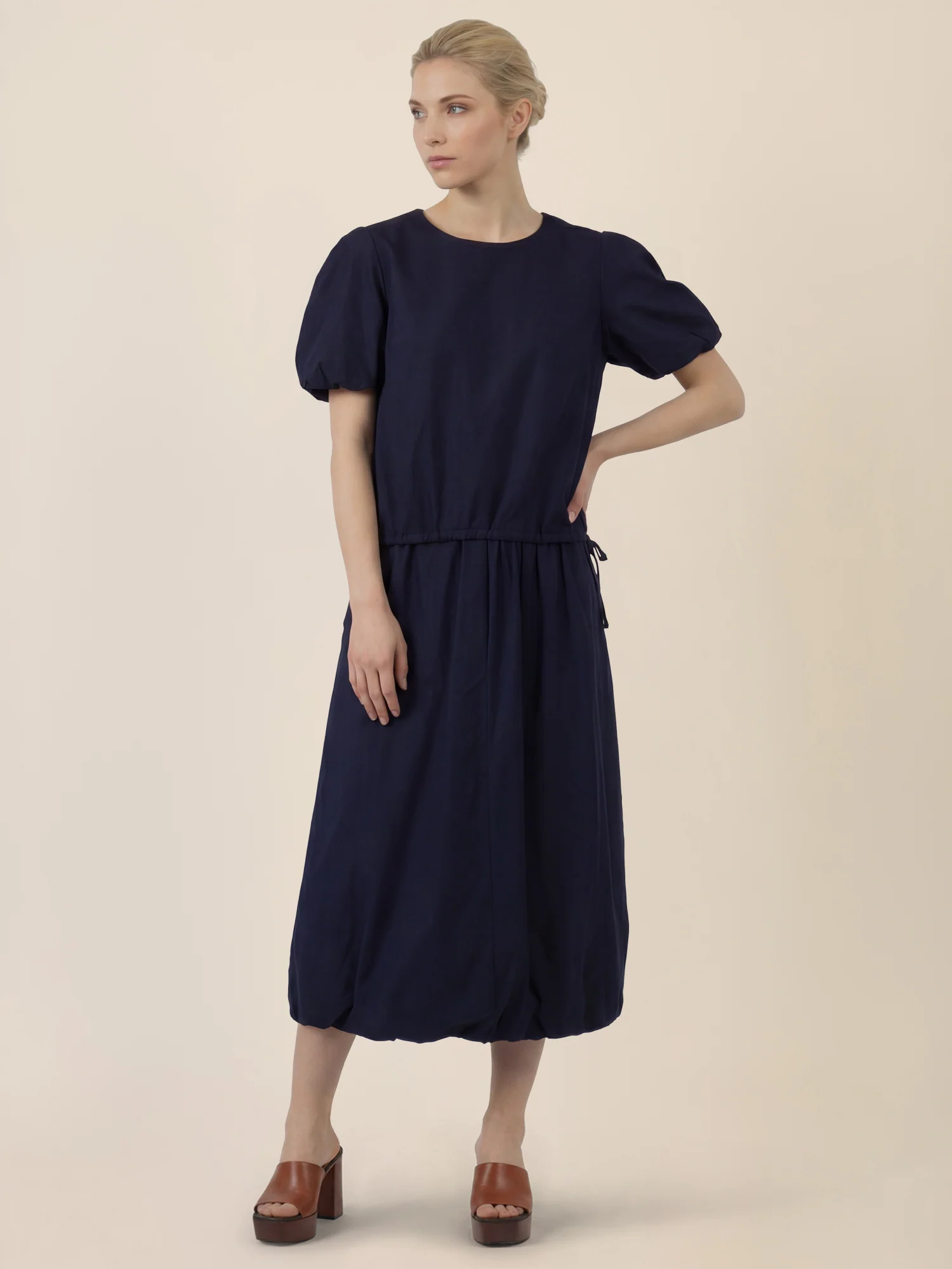 APART Bluse mit Bindebändern und Flügelärmeln | nachtblau - Image 6