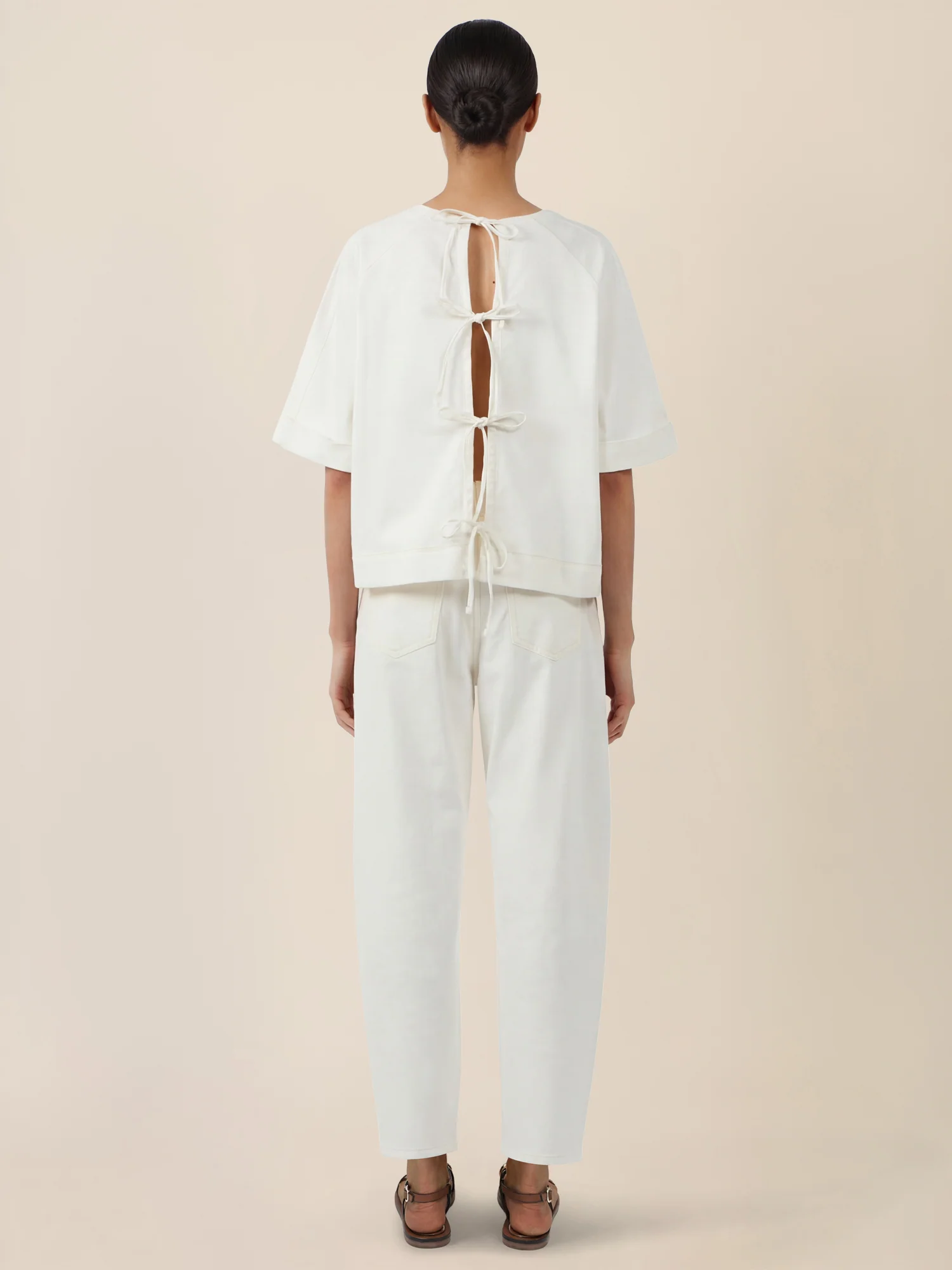 APART Bluse mit Rundhalsausschnitt und kurzen Ärmeln | creme - Image 3