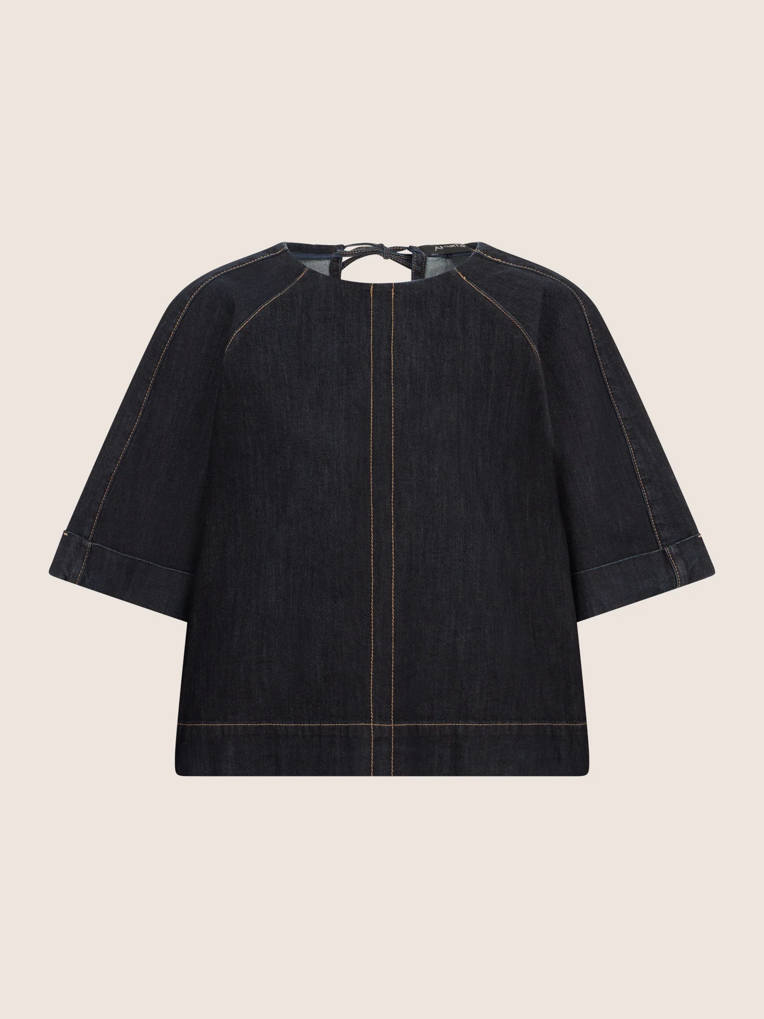 APART Bluse mit Rundhalsausschnitt und kurzen Ärmeln | dunkelblau - Image 4