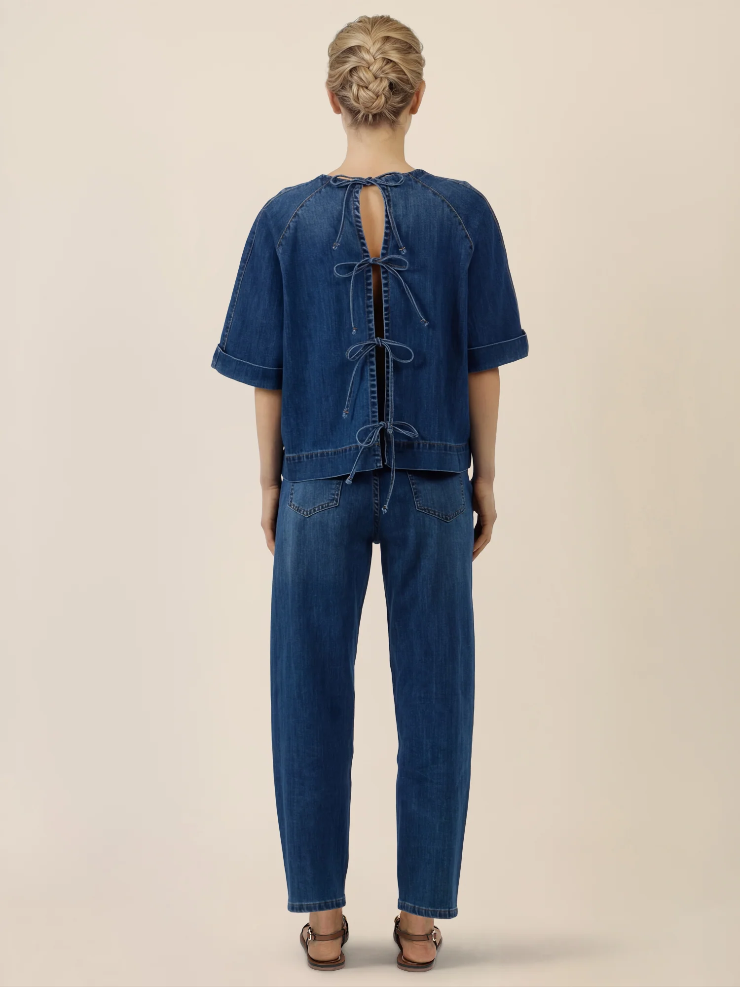APART Bluse mit Rundhalsausschnitt und kurzen Ärmeln | hellblau - Image 3