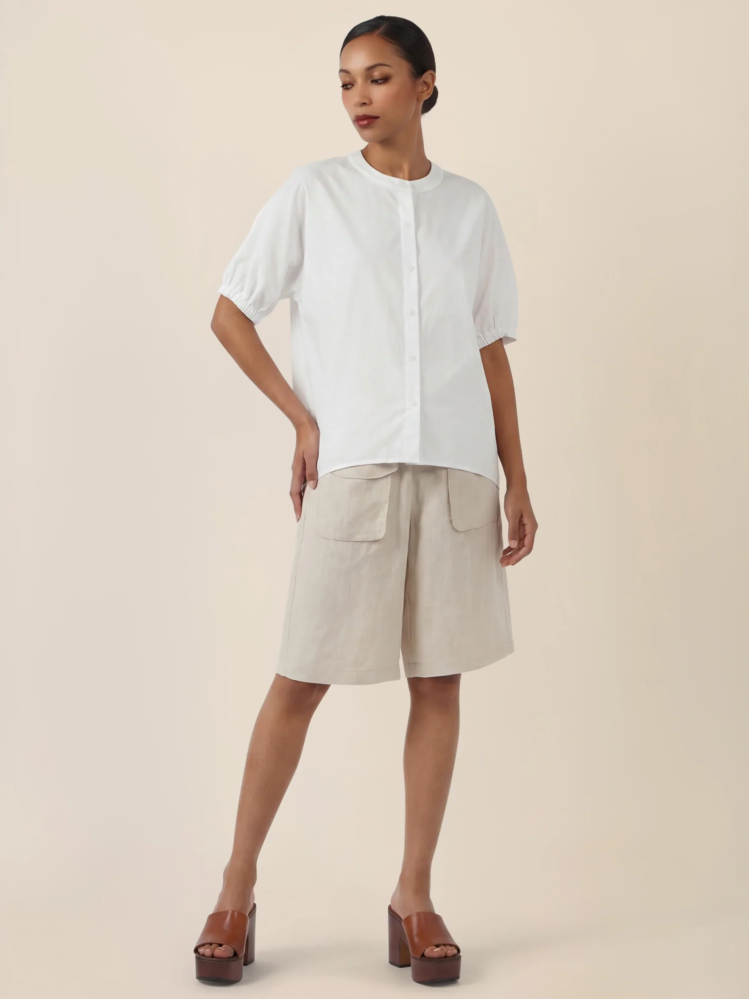 APART Bluse mit Stehkragen und Knopfleiste | creme - Image 6