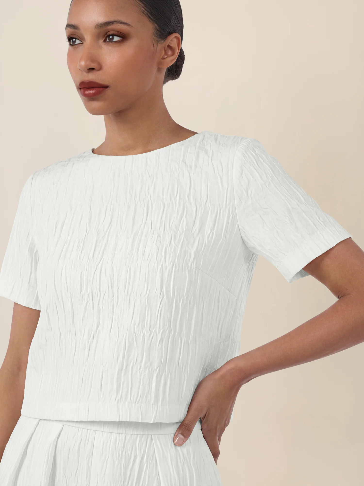 APART Bluse mit Struktur und Rundhalsausschnitt | creme - Image 5