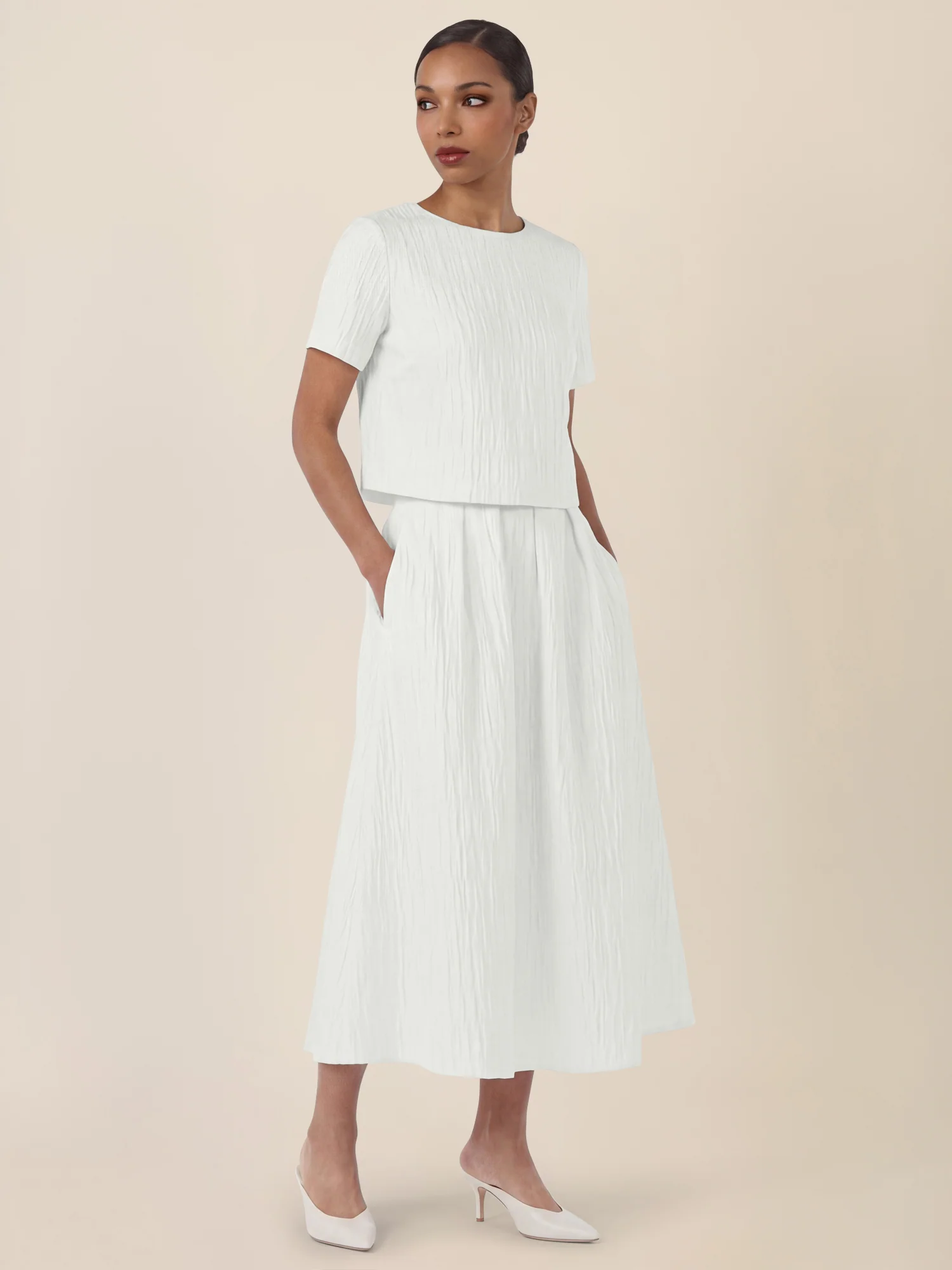 APART Bluse mit Struktur und Rundhalsausschnitt | creme - Image 6