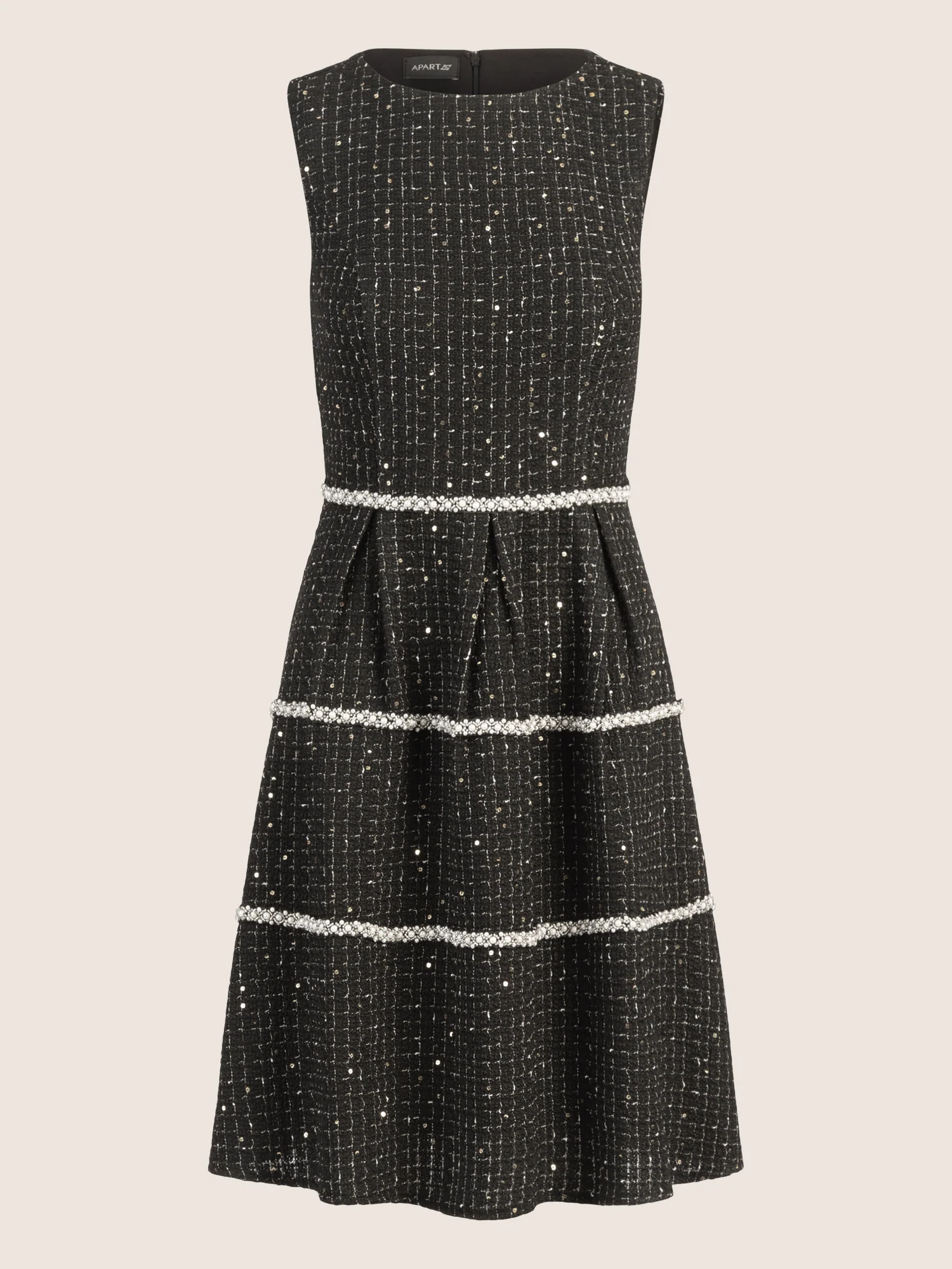 APART Bouclé Kleid mit kleinen, eingewebten, goldfarbenen Pailletten | schwarz - Image 3