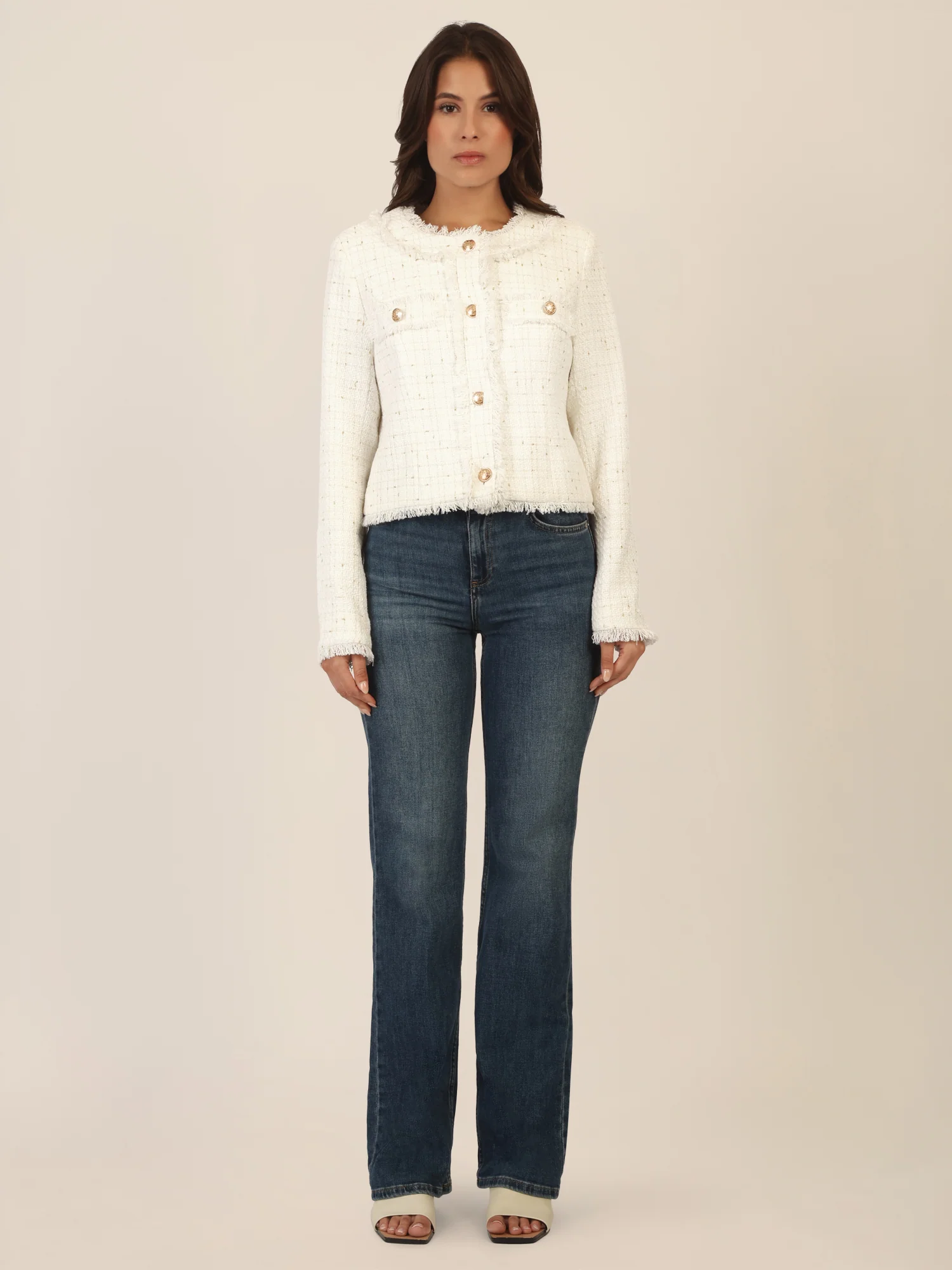 APART Boucléblazer mit eingewebten, goldfarbenen Fasern | creme-multicolor - Image 6