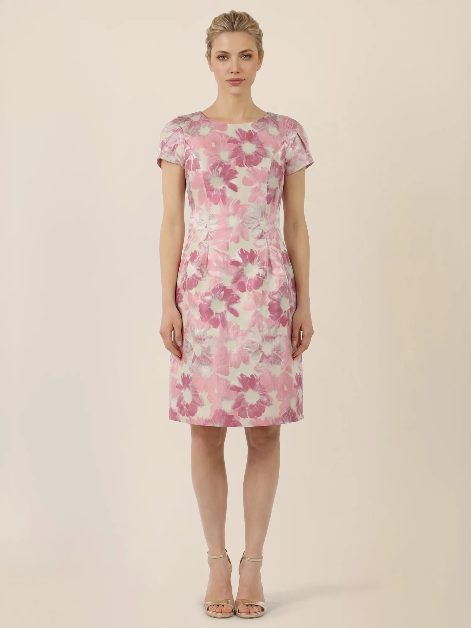 APART Bouclékleid mit floraler Struktur | creme-rose