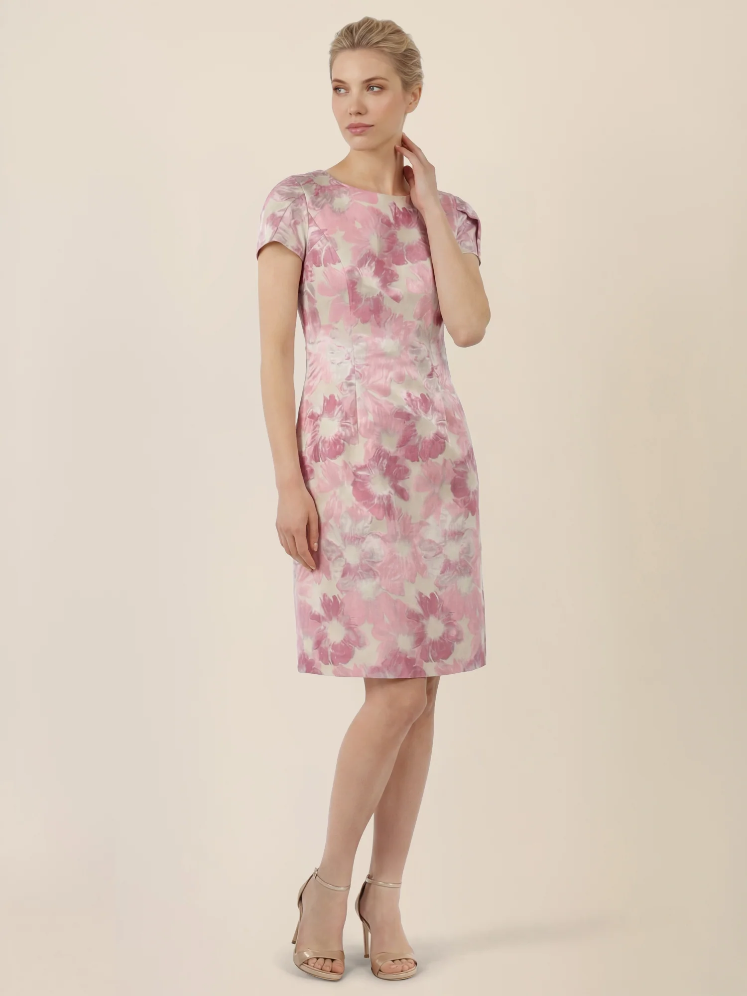APART Bouclékleid mit floraler Struktur | creme-rose - Image 6