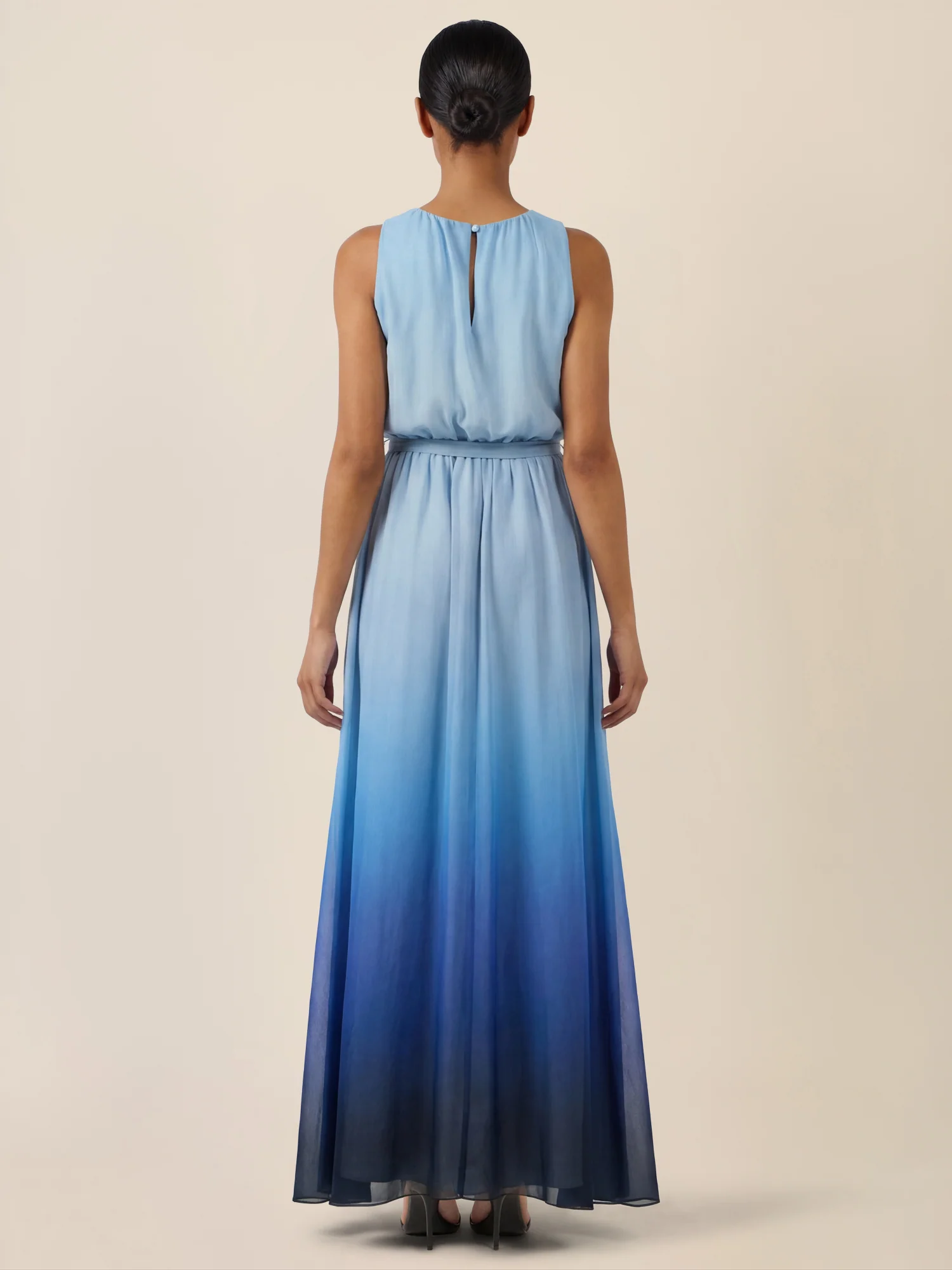 APART Chiffonkleid mit Farbverlauf und Taillenband | hellblau-multicolor - Image 2
