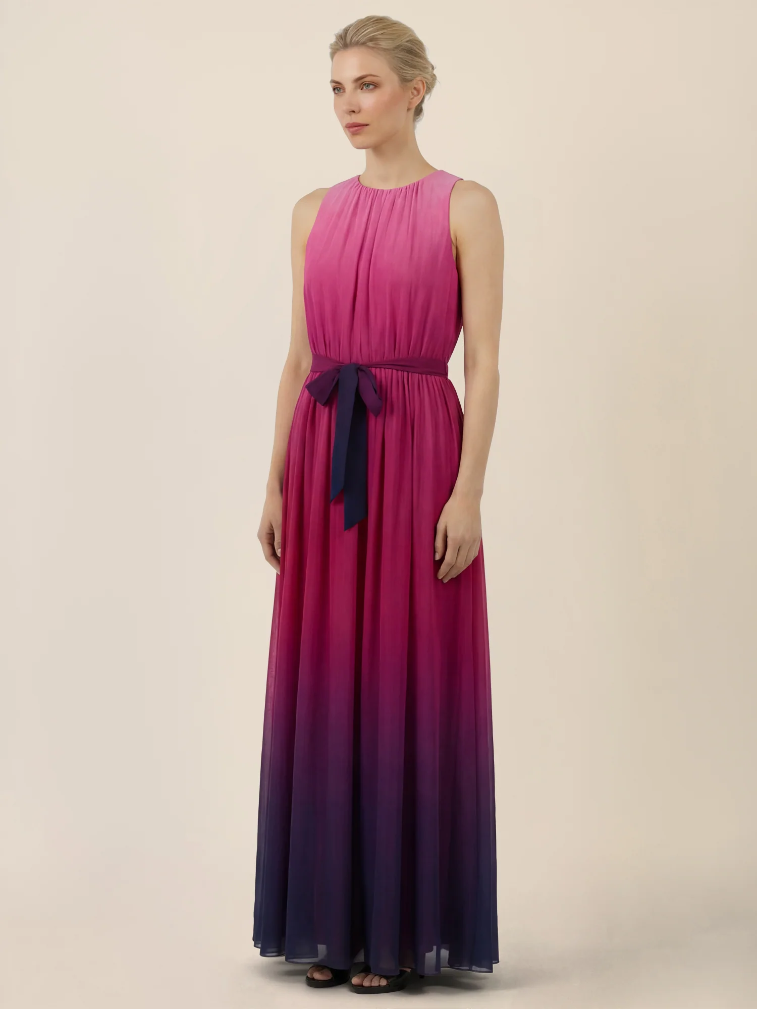 APART Chiffonkleid mit Farbverlauf und Taillenband | pink-multicolor - Image 5