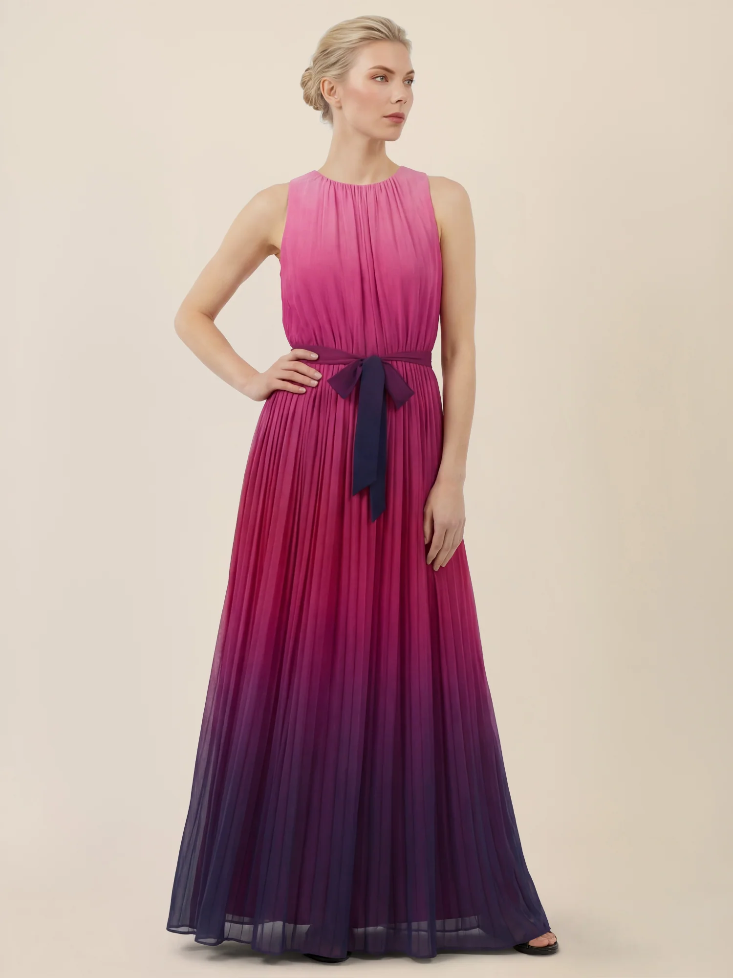 APART Chiffonkleid mit Farbverlauf und Taillenband | pink-multicolor - Image 6