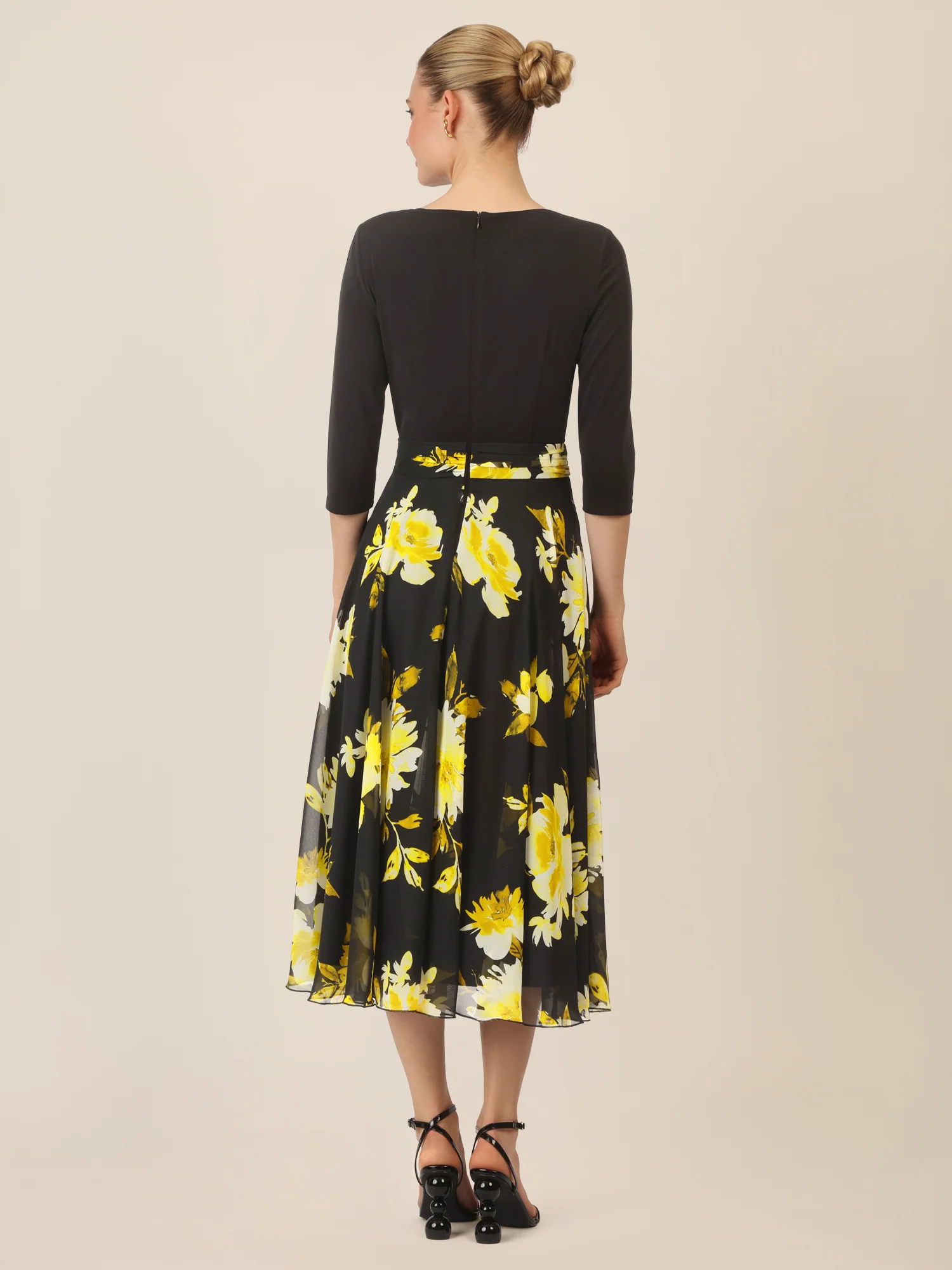 APART Chiffonkleid mit floralem Rockteil | schwarz-multicolor - Image 2