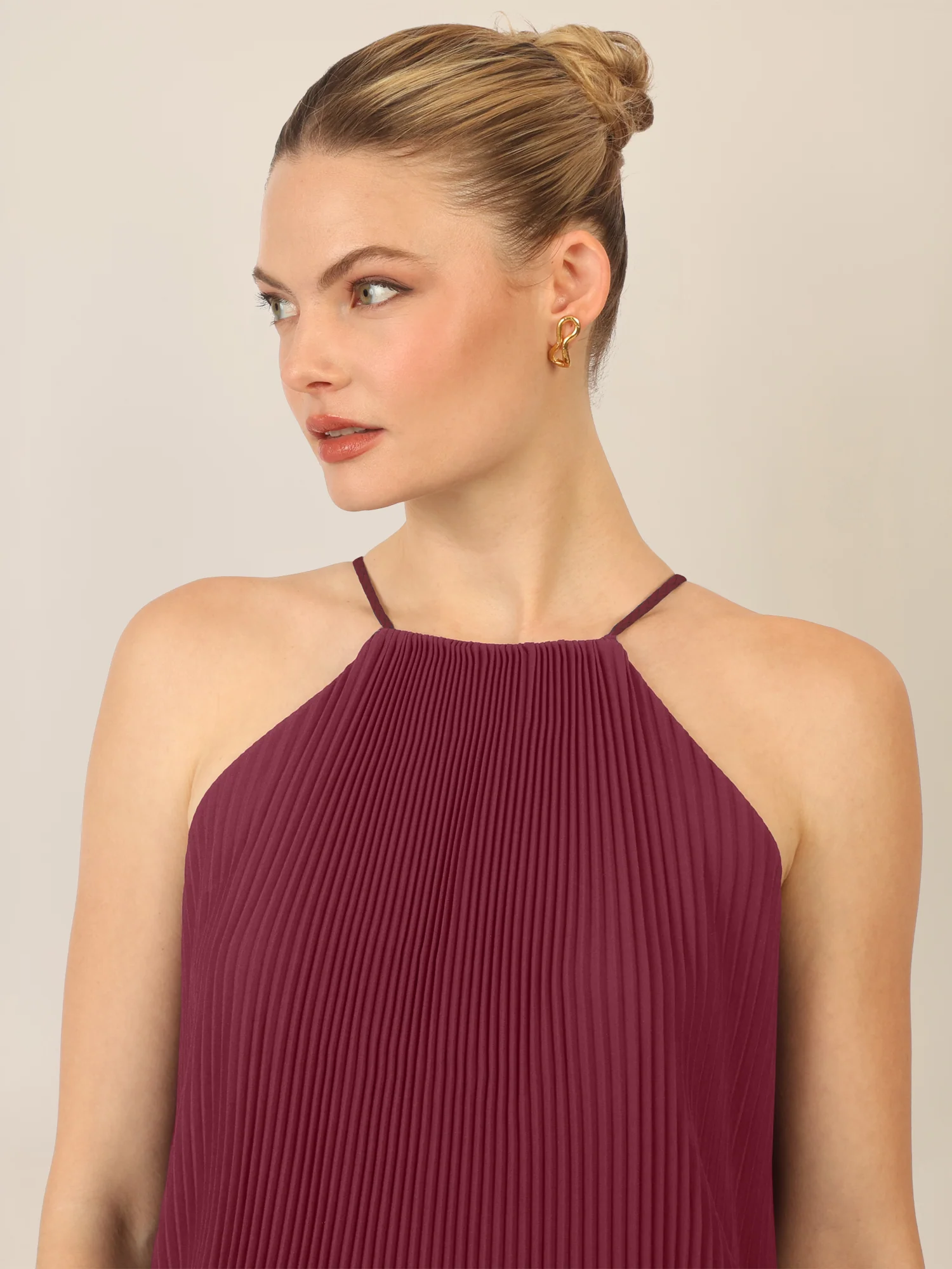 APART Chiffonkleid mit Ketten-Trägern | bordeauxrot - Image 4
