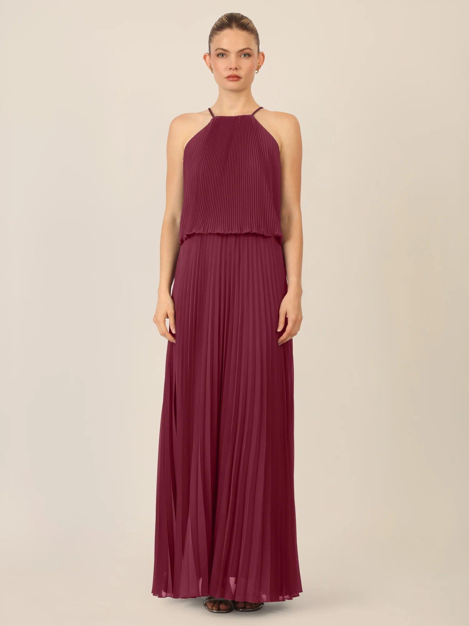 APART Chiffonkleid mit Ketten-Trägern | bordeauxrot - Image 5