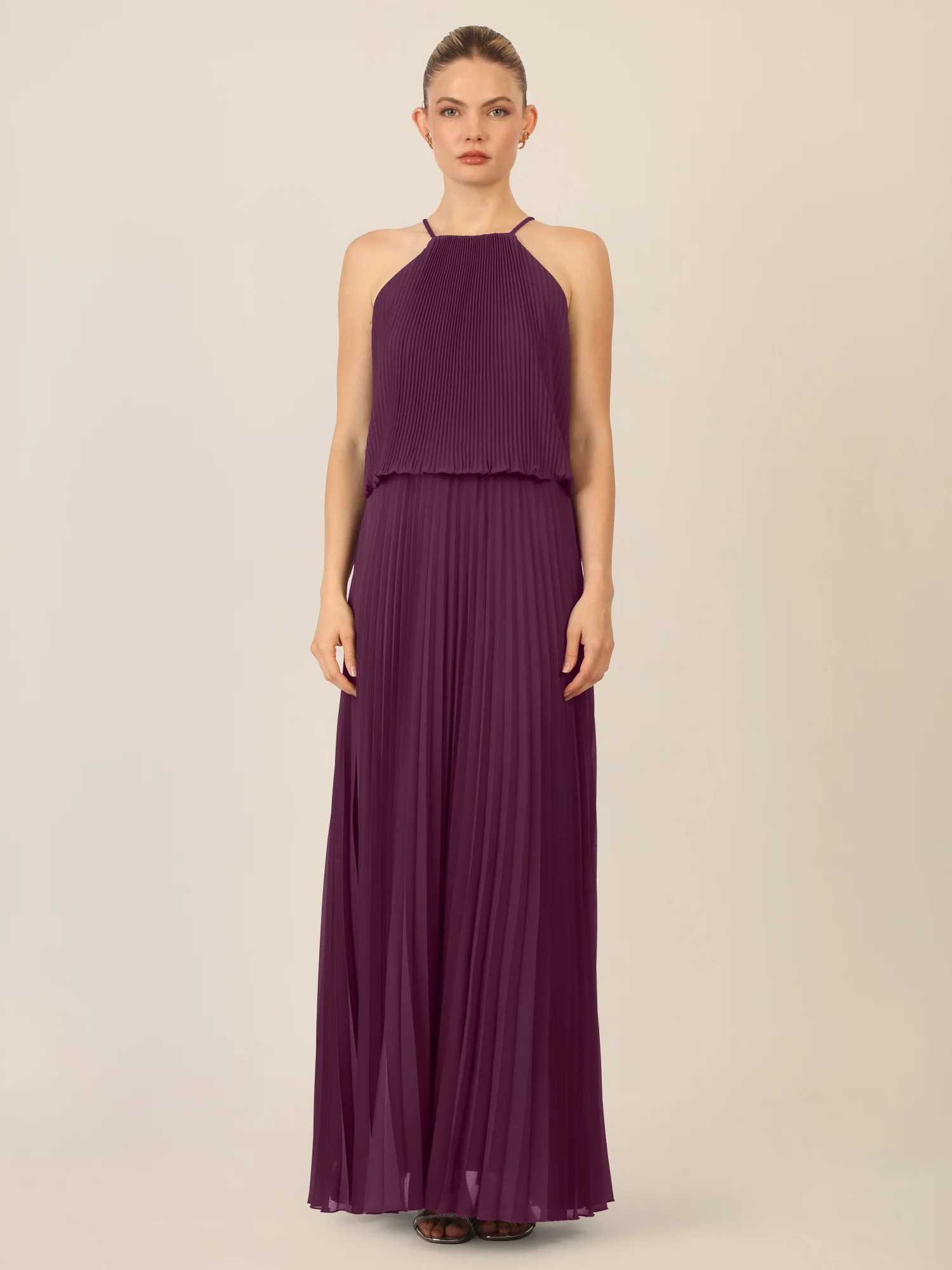 APART Chiffonkleid mit Ketten-Trägern | dunkel lila - Image 5