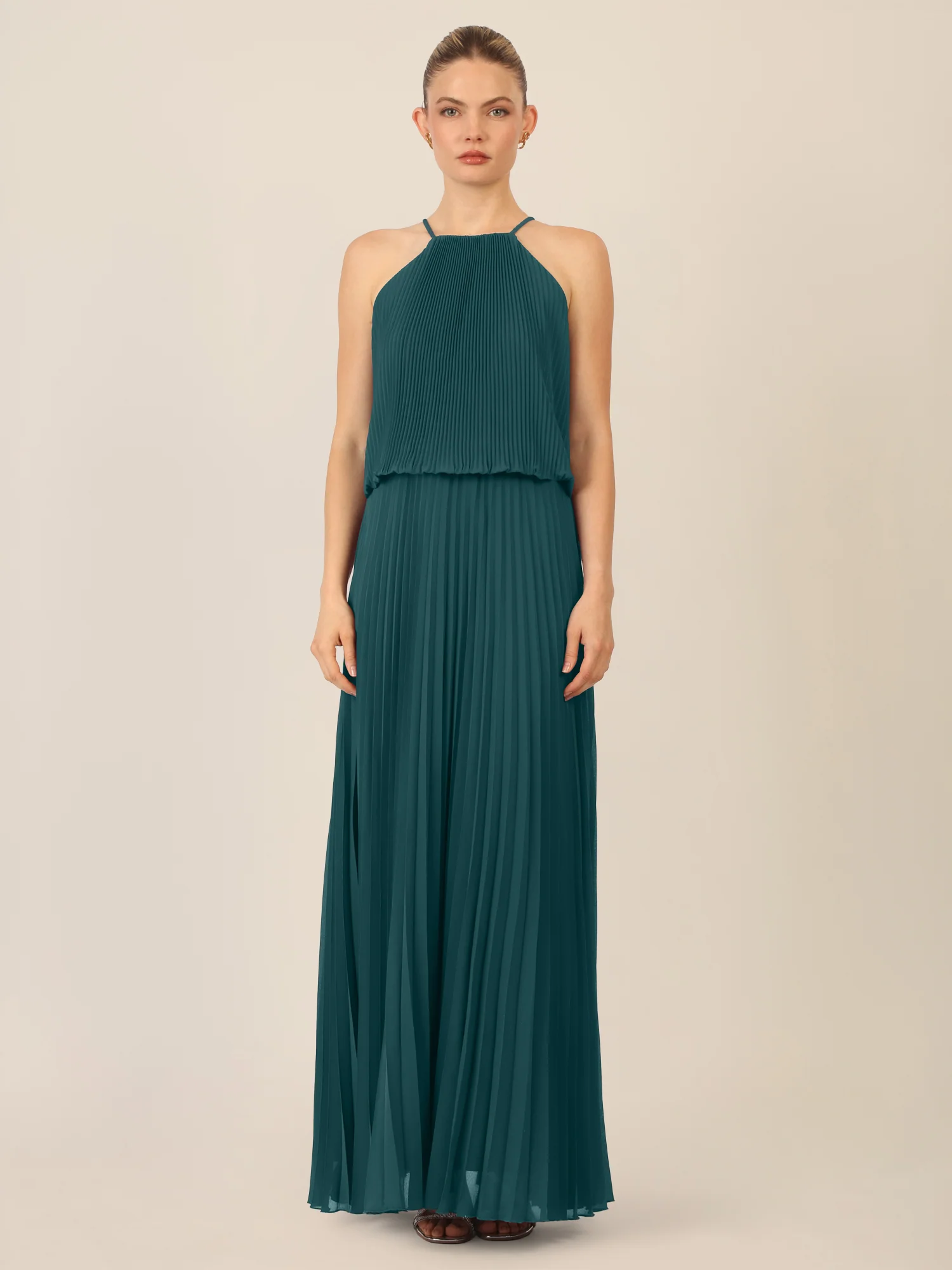 APART Chiffonkleid mit Ketten-Trägern | dunkelgrün - Image 5