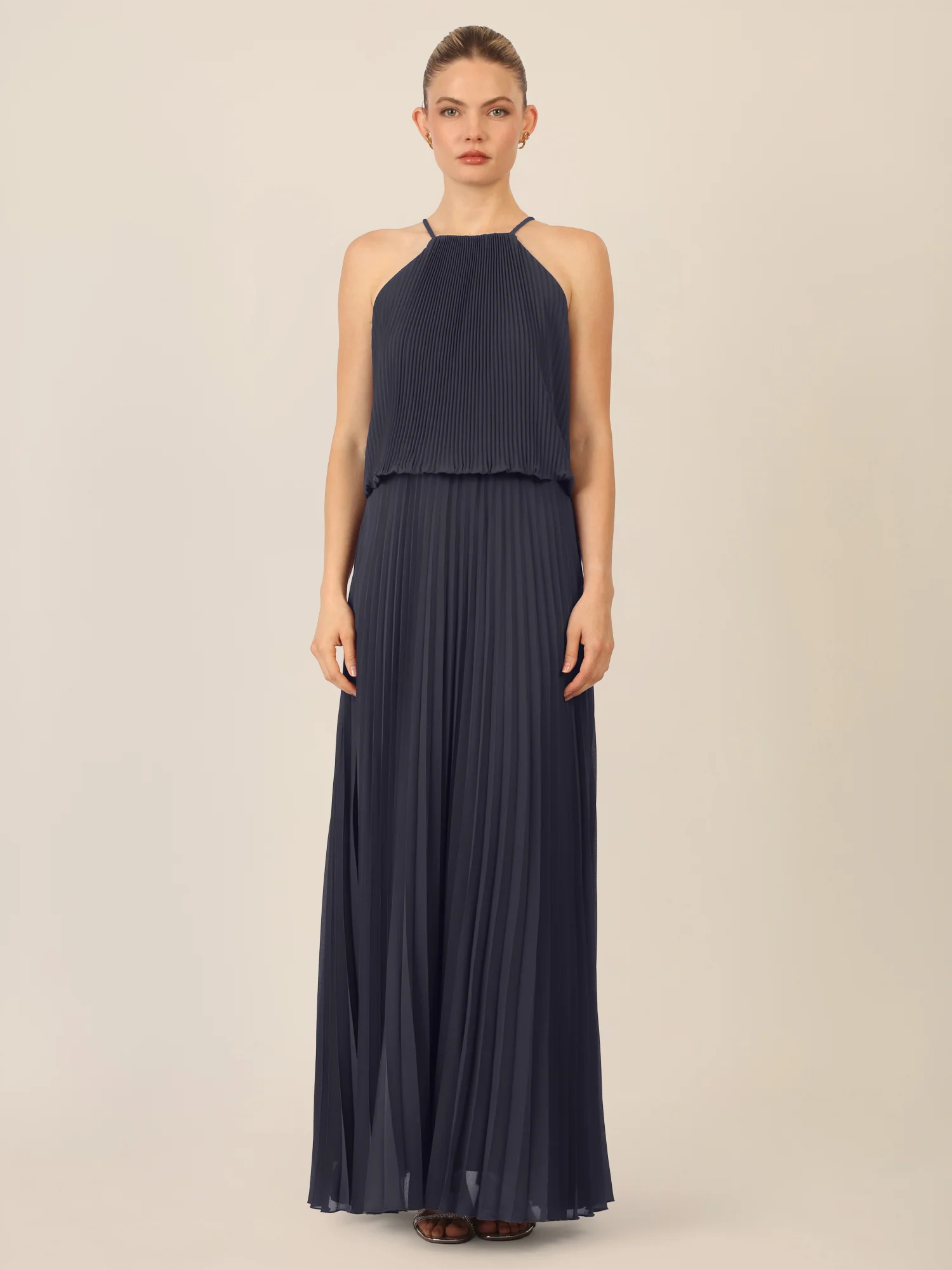 APART Chiffonkleid mit Ketten-Trägern | nachtblau - Image 5