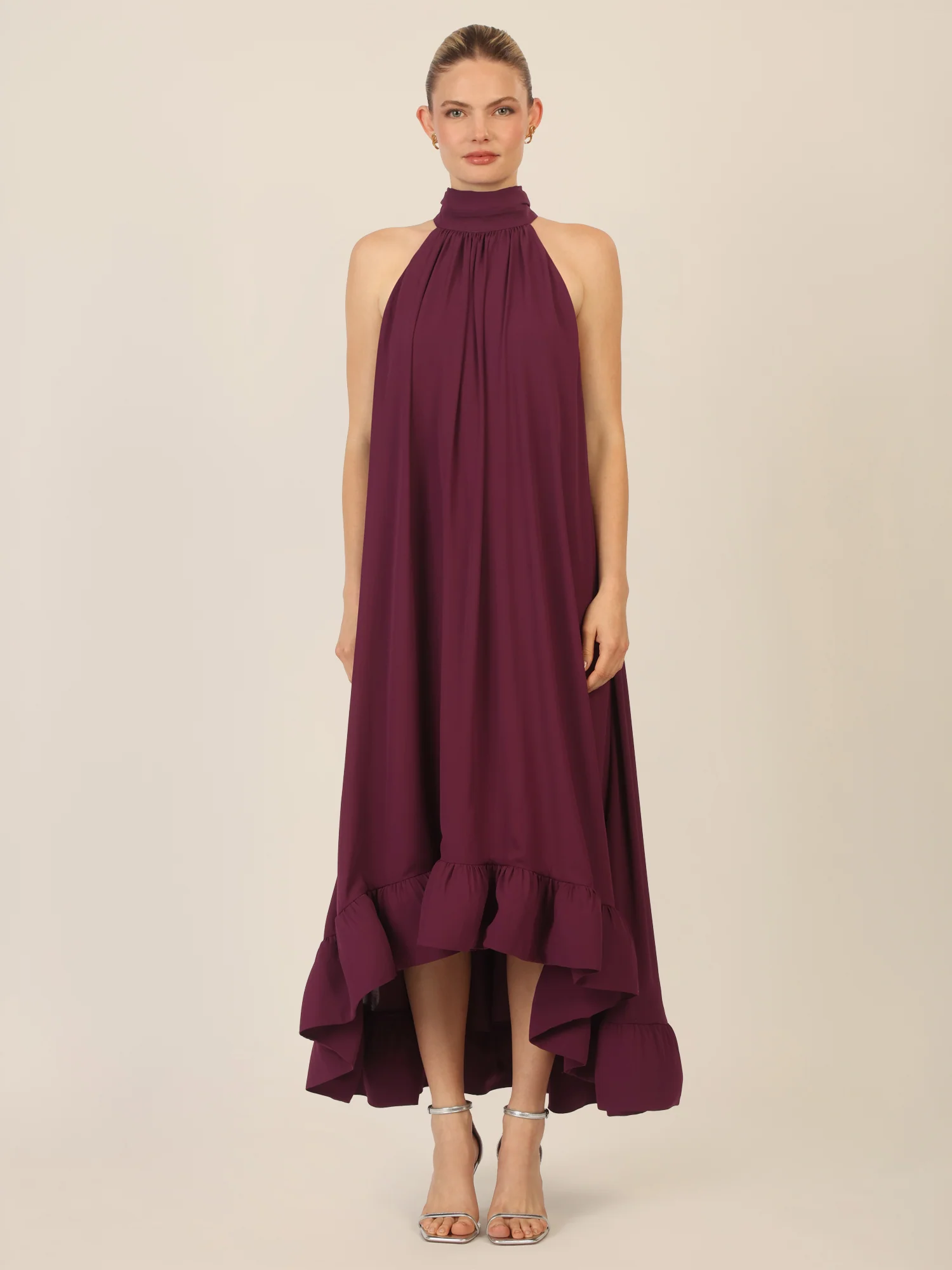 APART Chiffonkleid mit Volantsaum | dunkel lila - Image 5