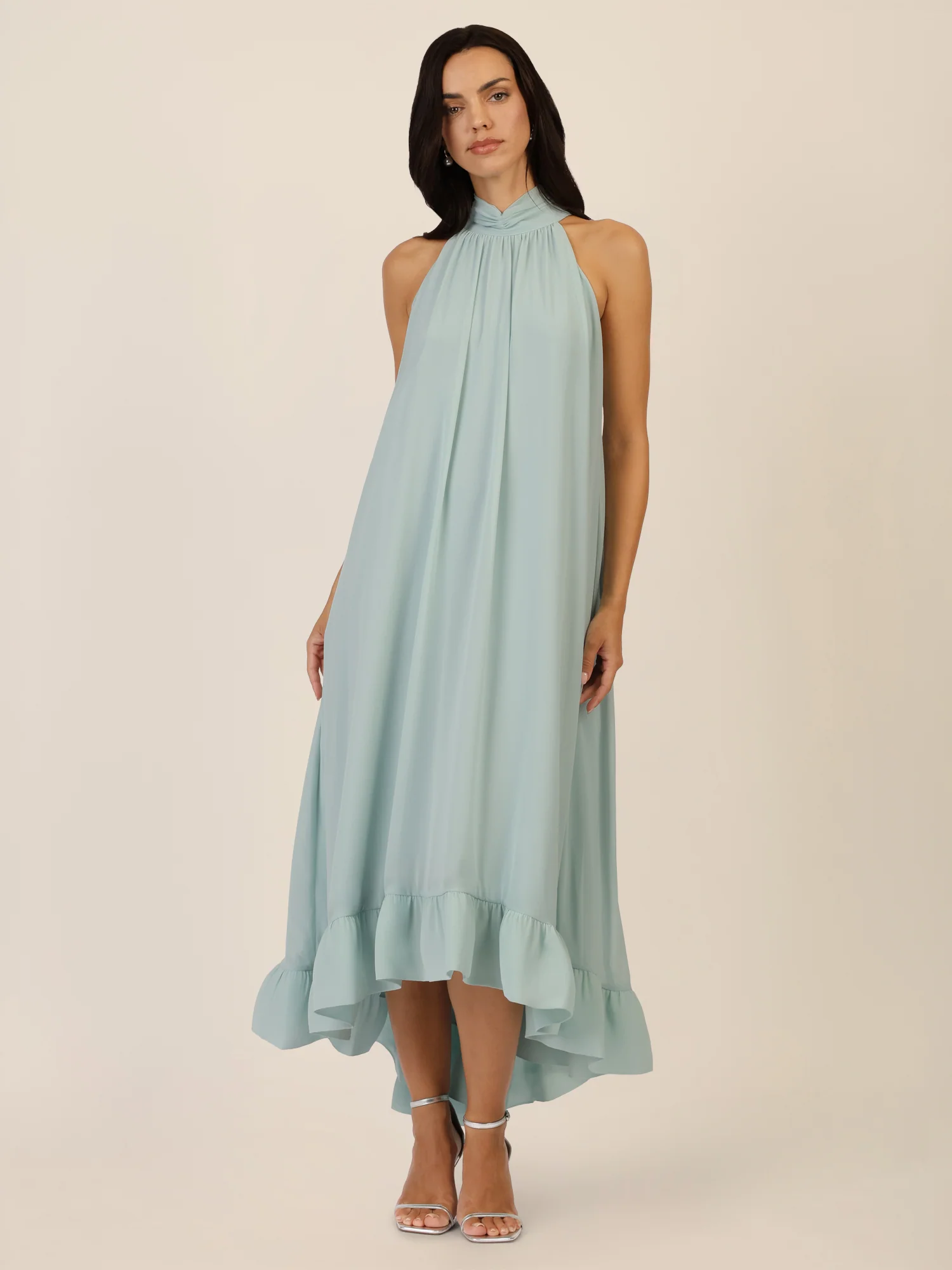 APART Chiffonkleid mit Volantsaum | hellblau - Image 5