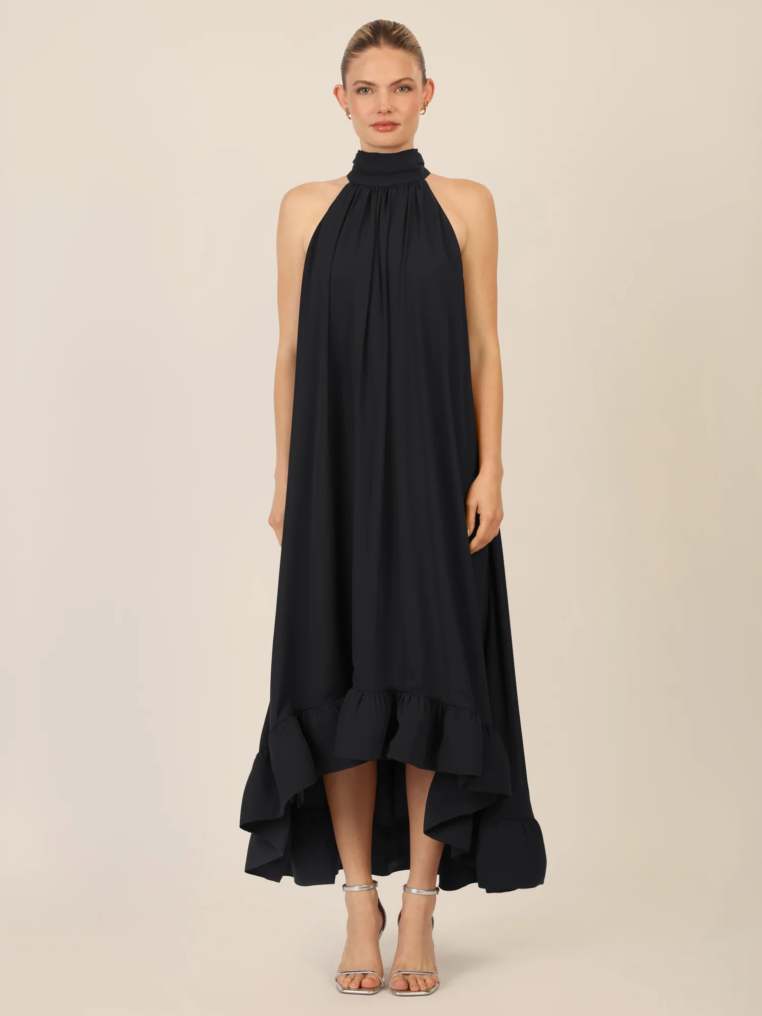 APART Chiffonkleid mit Volantsaum | schwarz - Image 5