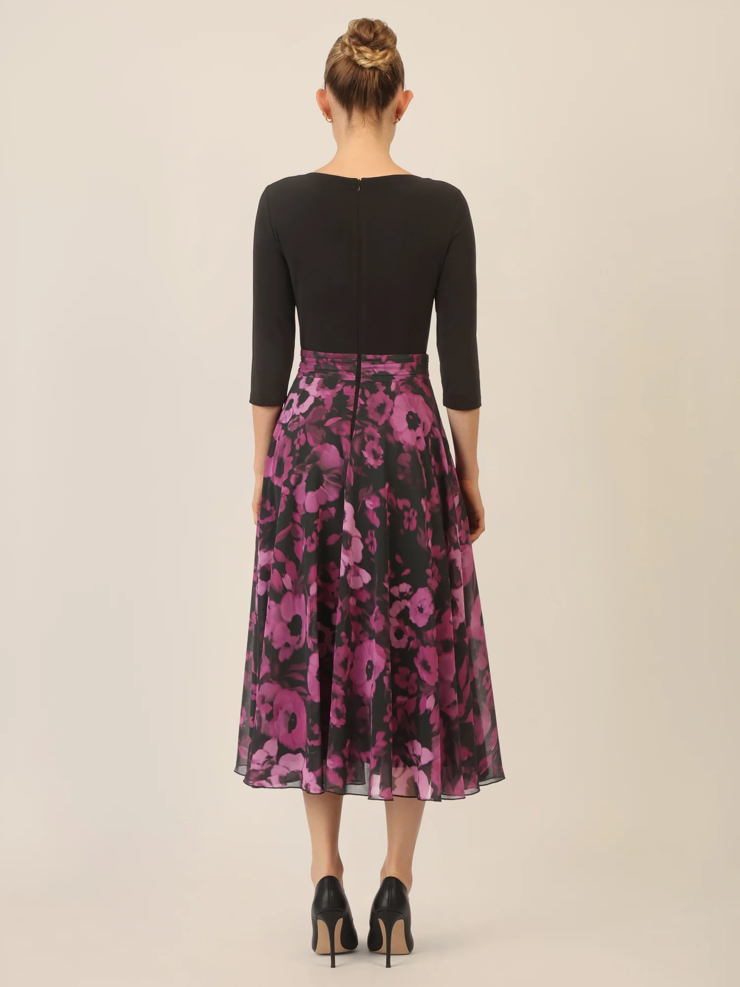 APART Chiffonkleid mit Wickeloptik in Oberteil | schwarz-multicolor - Image 2