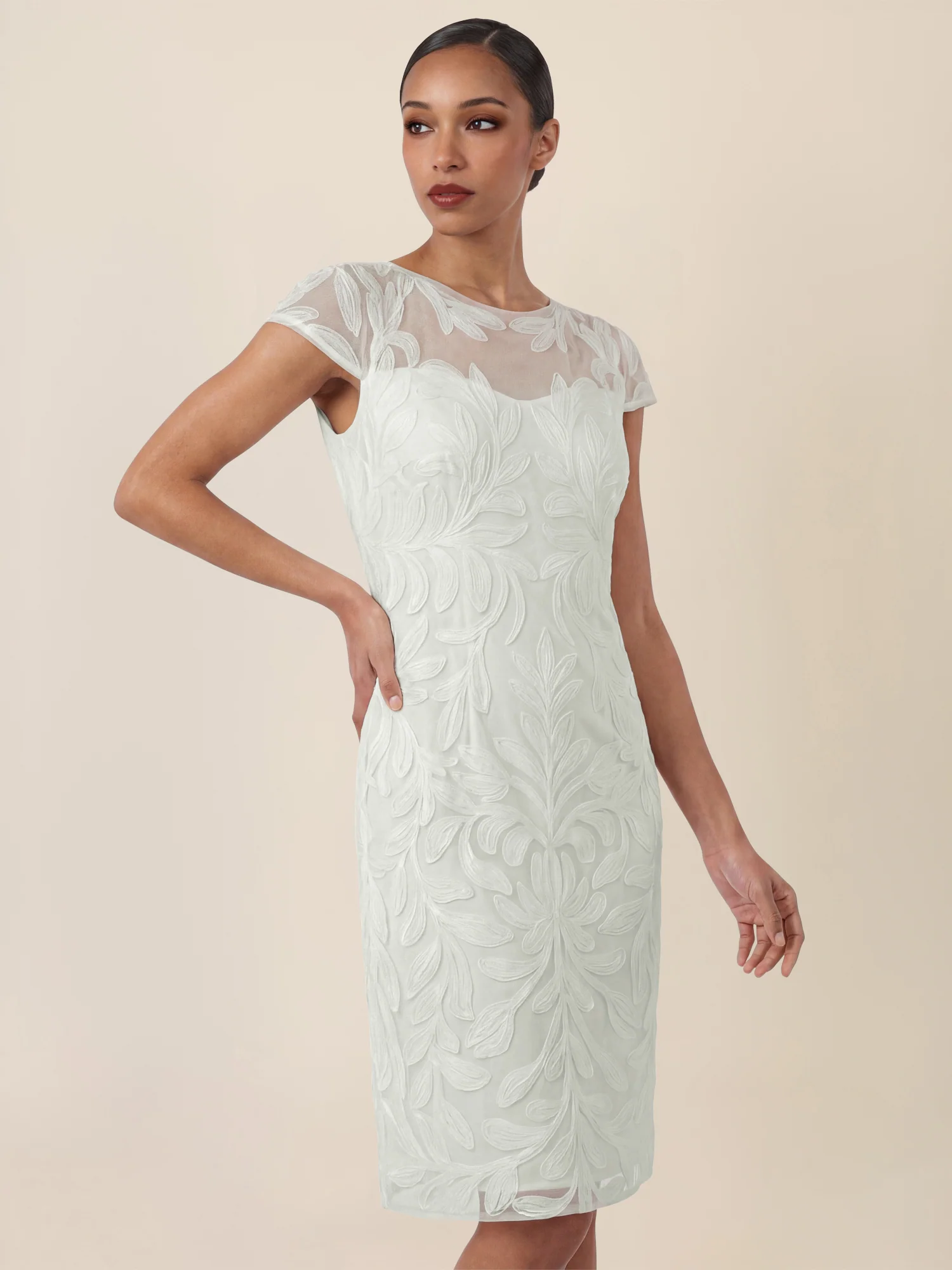 APART Cocktailkleid mit floraler 3D-Stickerei | creme - Image 4
