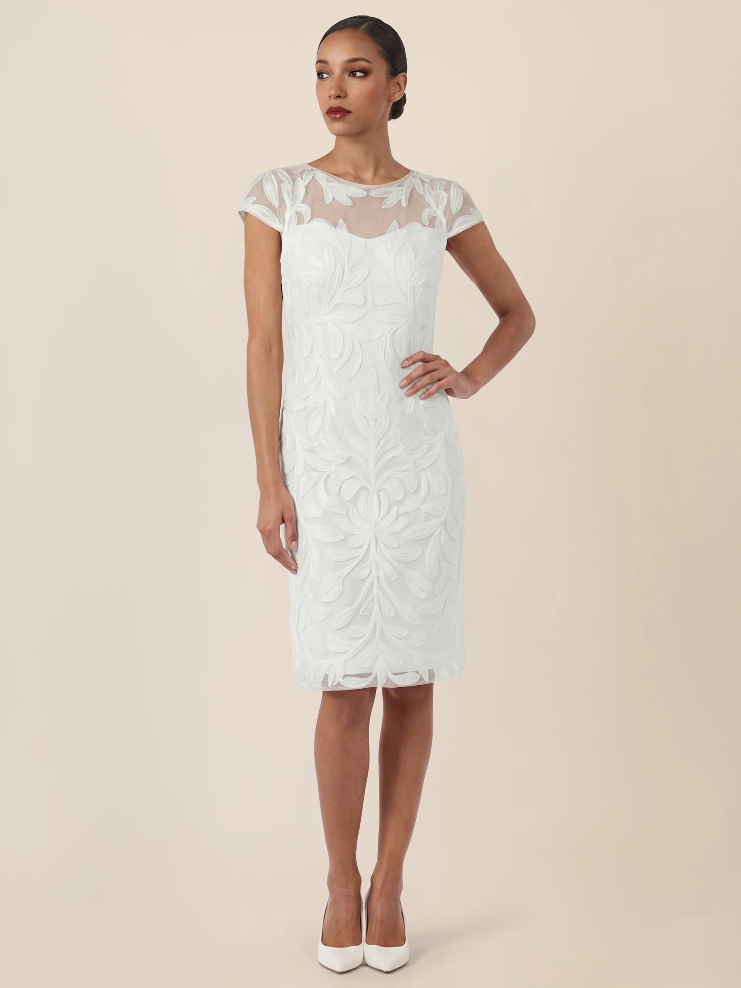 APART Cocktailkleid mit floraler 3D-Stickerei | creme - Image 6