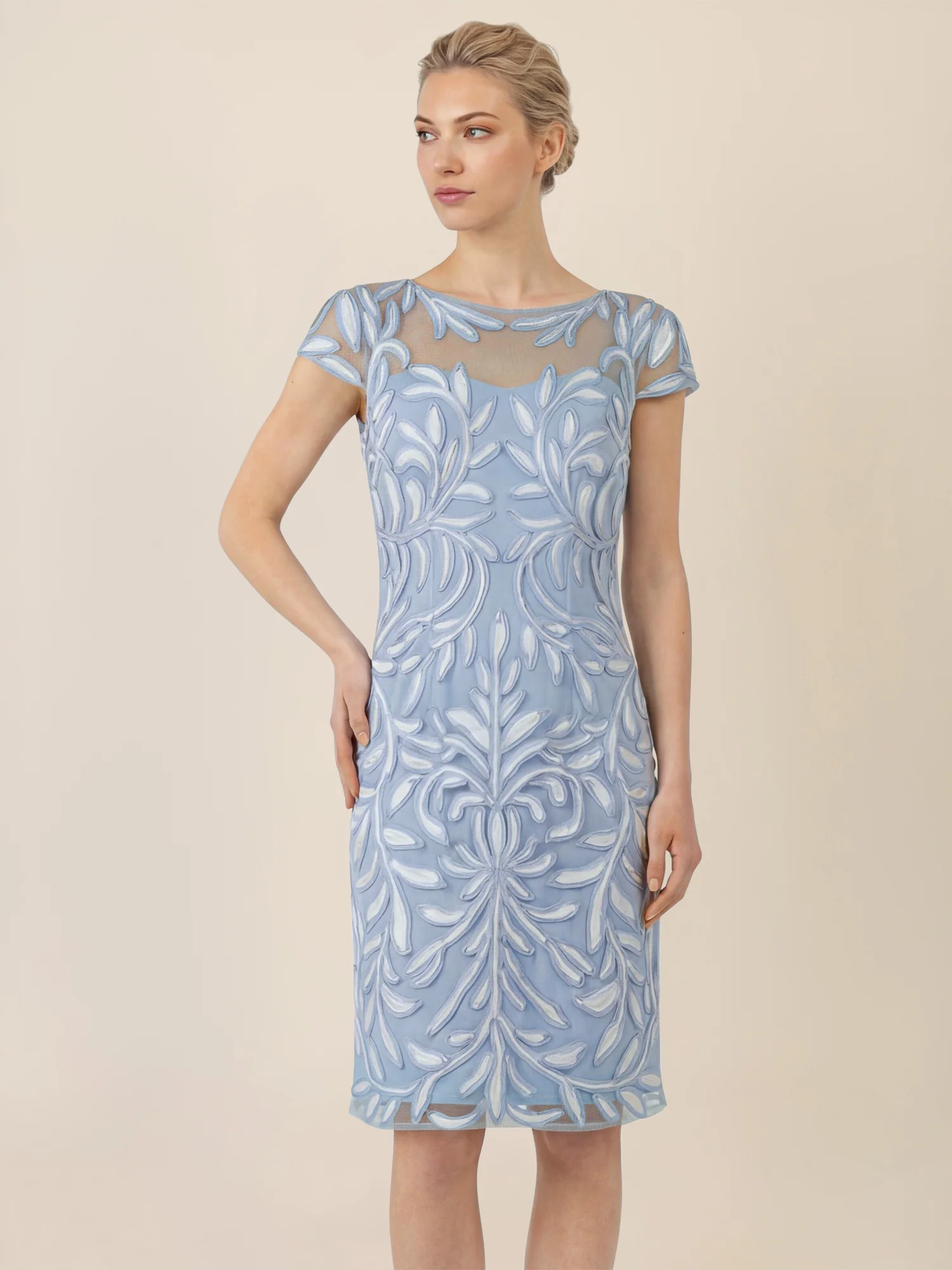 APART Cocktailkleid mit floraler 3D-Stickerei | hellblau-creme - Image 4