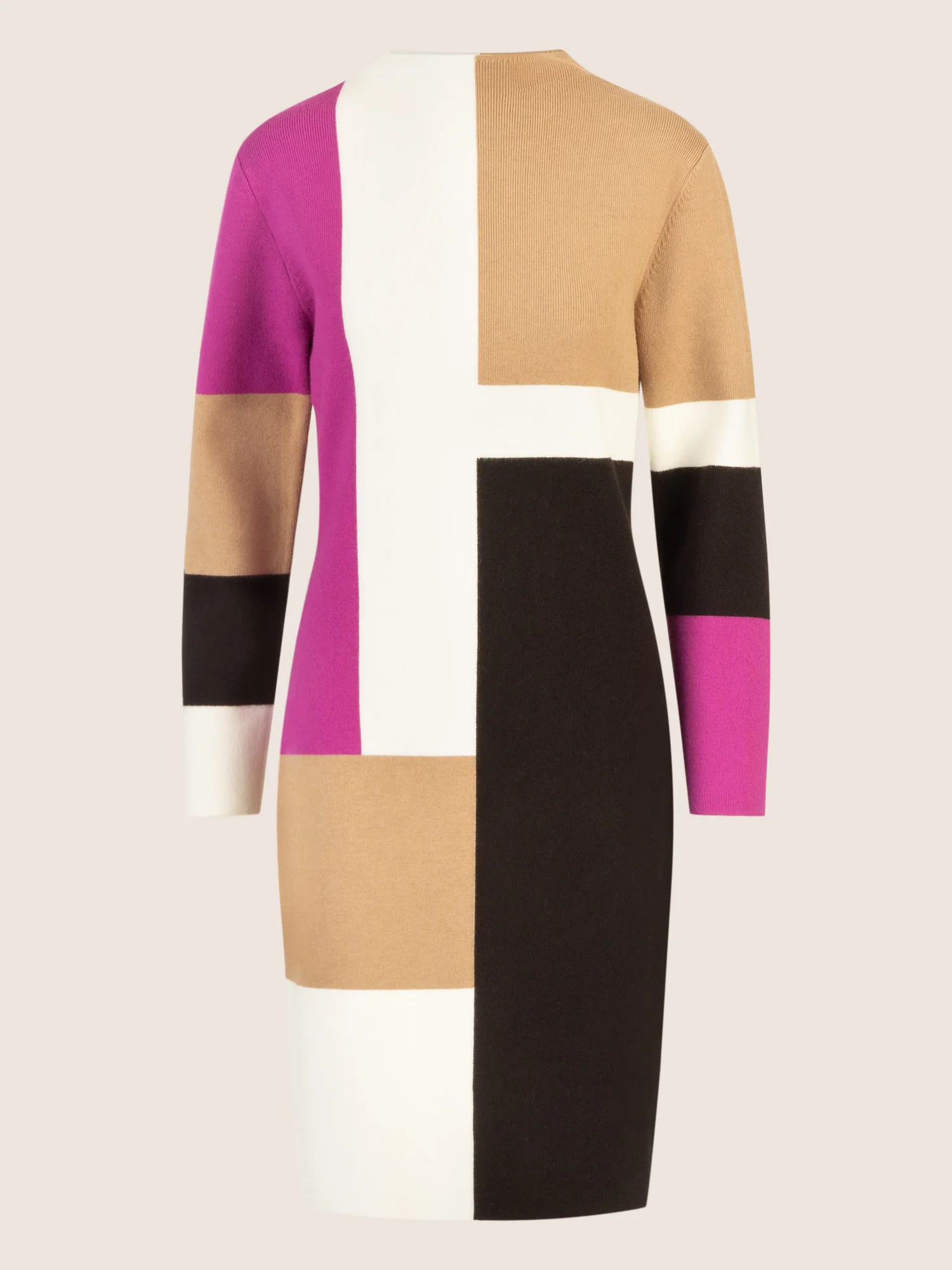 APART Colorblocking Strickkleid mit grafischem Blockmuster | lila-multicolor - Image 3