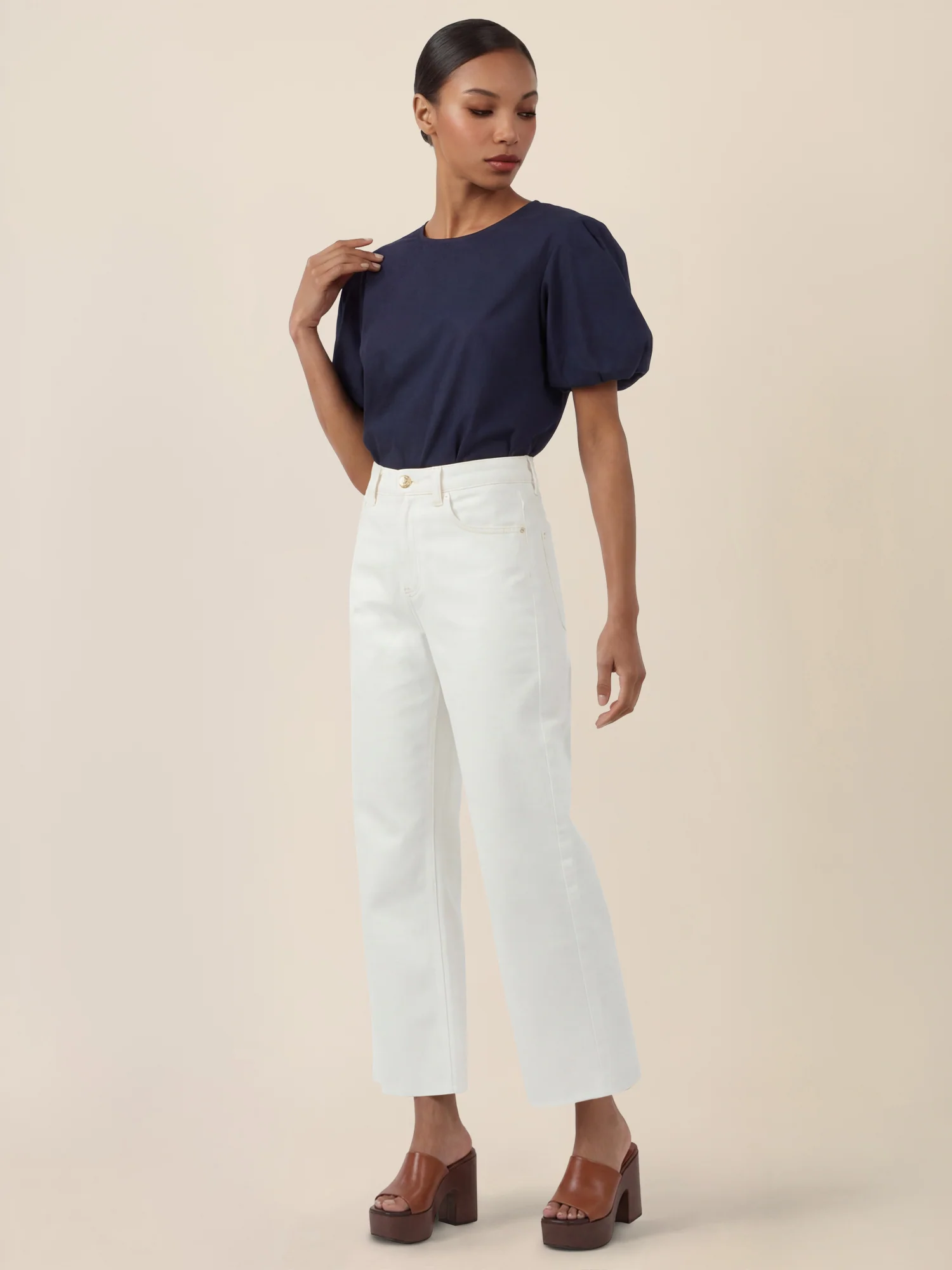 APART Croppedjeans mit Fransen-Saum | creme - Image 6