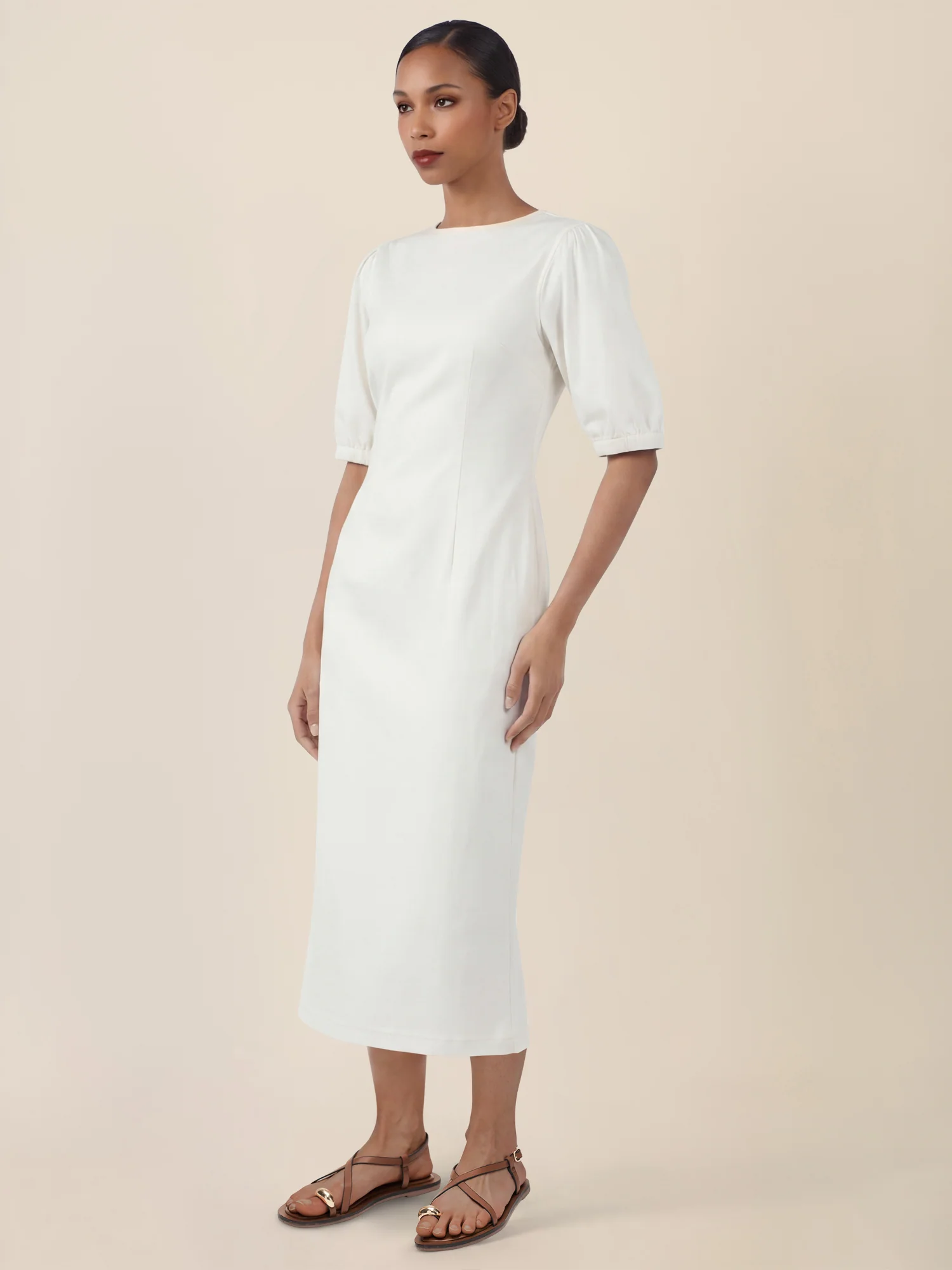 APART Denimkleid mit Puffärmeln | creme - Image 6