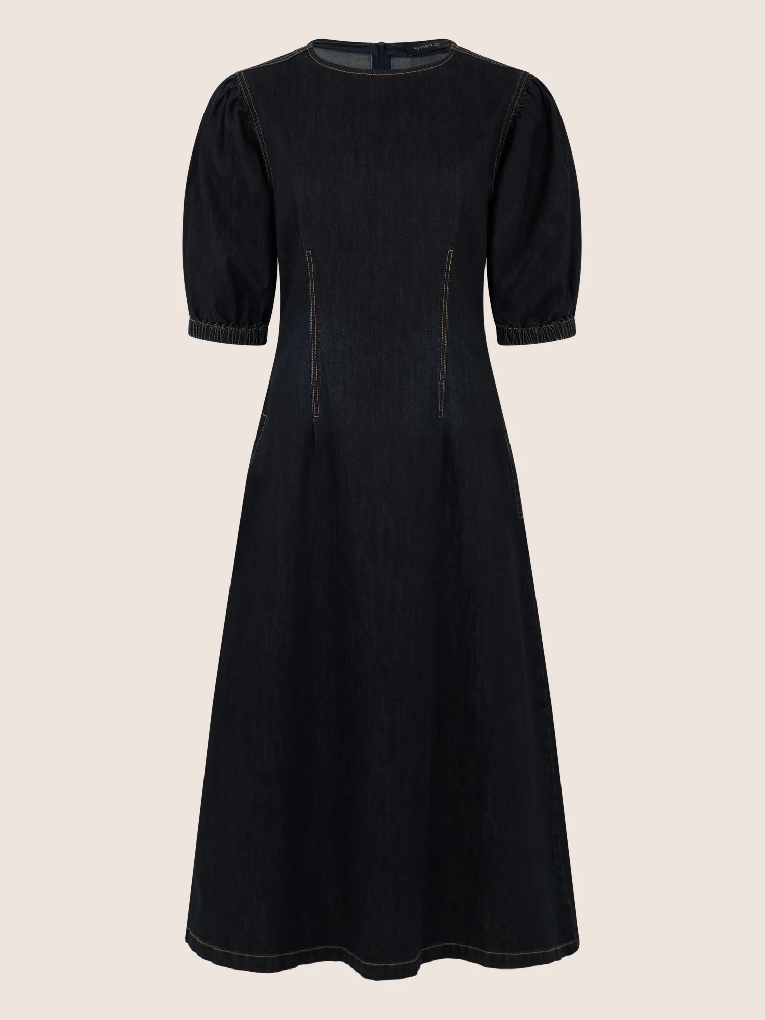APART Denimkleid mit Puffärmeln | dunkelblau - Image 3