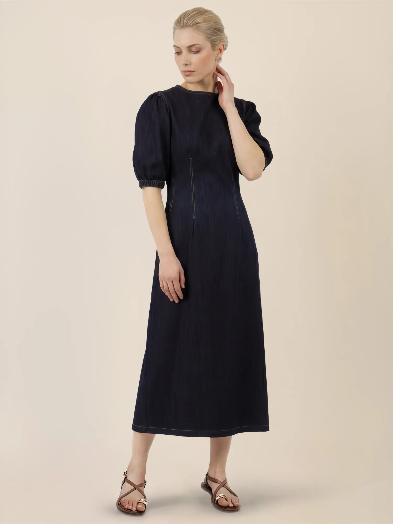 APART Denimkleid mit Puffärmeln | dunkelblau - Image 5