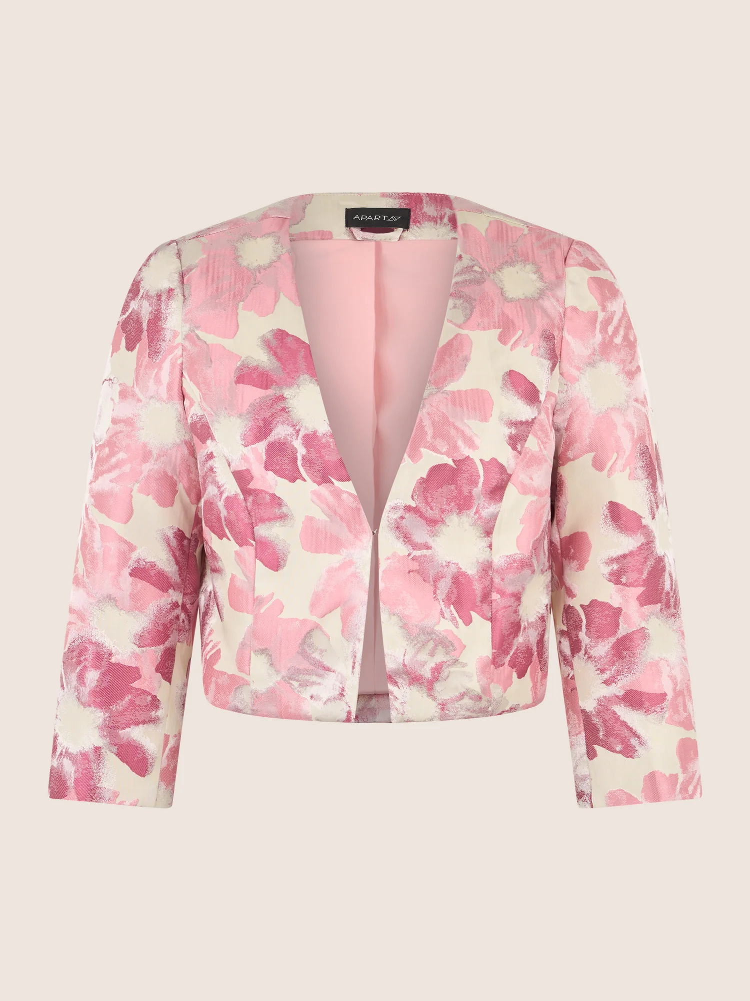 APART Eleganter Bolero mit floralem Glanzmuster | rosé-multicolor - Image 4