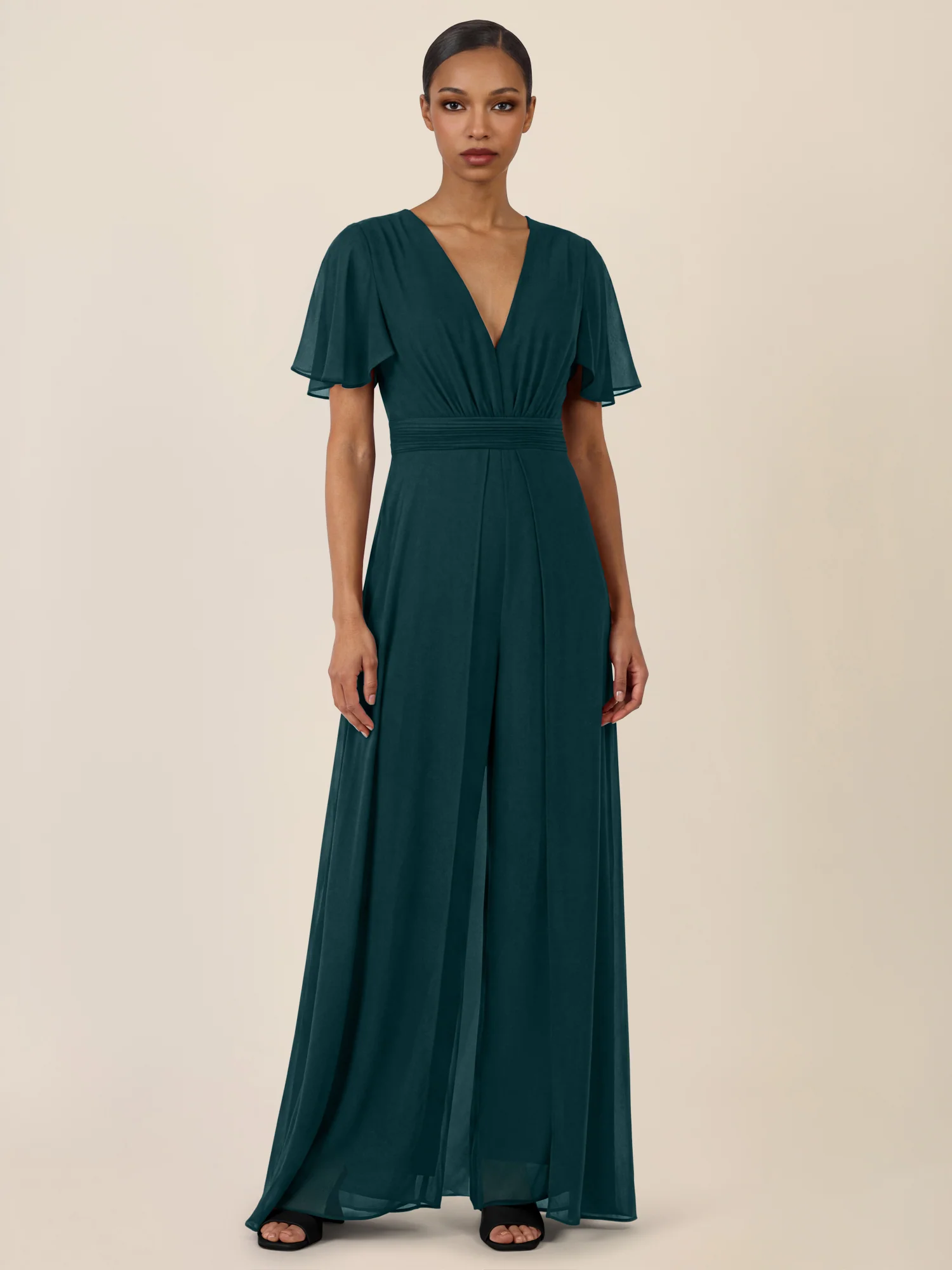 APART Eleganter Chiffonoverall mit fließendem Beinverlauf | emerald - Image 5