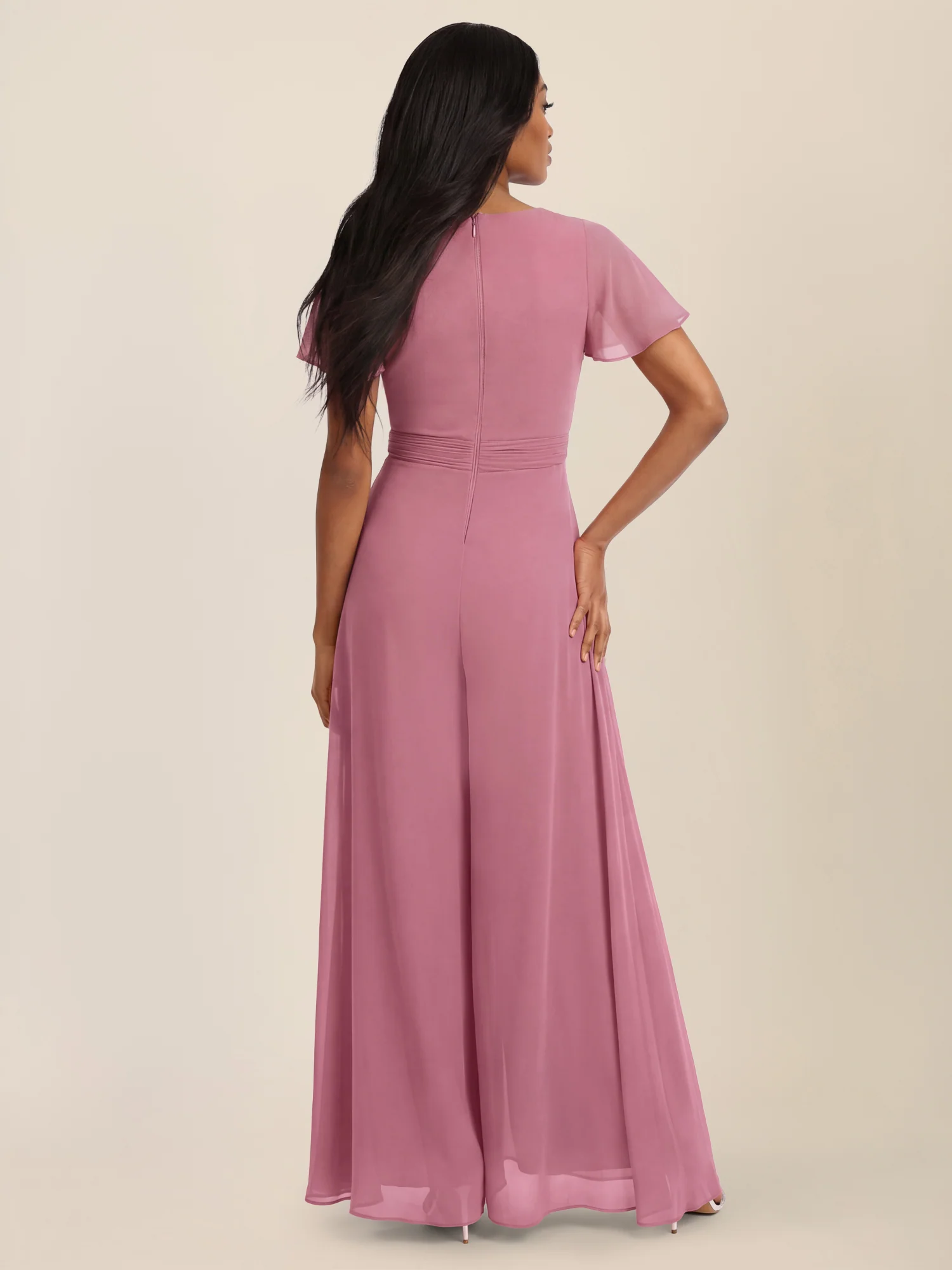 APART Eleganter Chiffonoverall mit fließendem Beinverlauf | rosé - Image 2